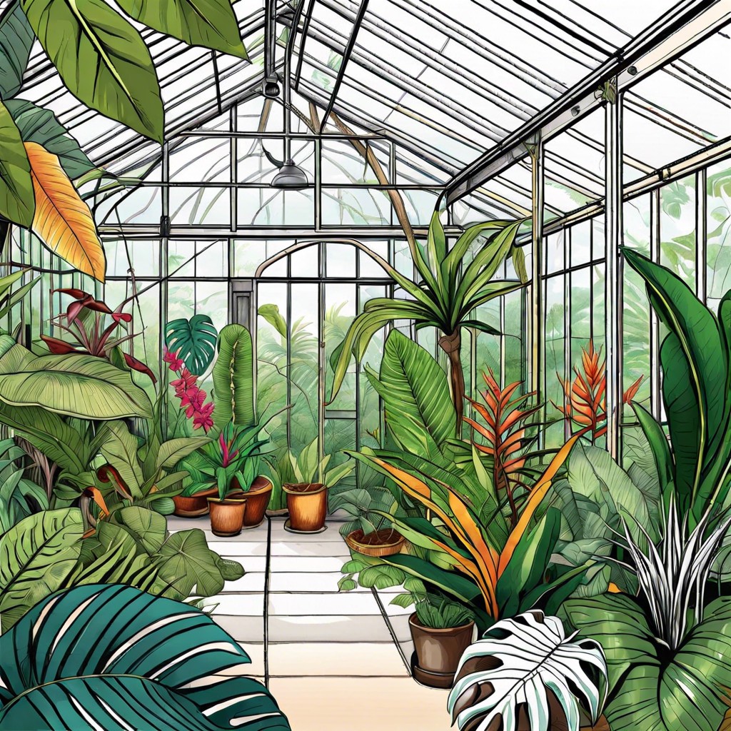 lush greenhouse full of exotic plants