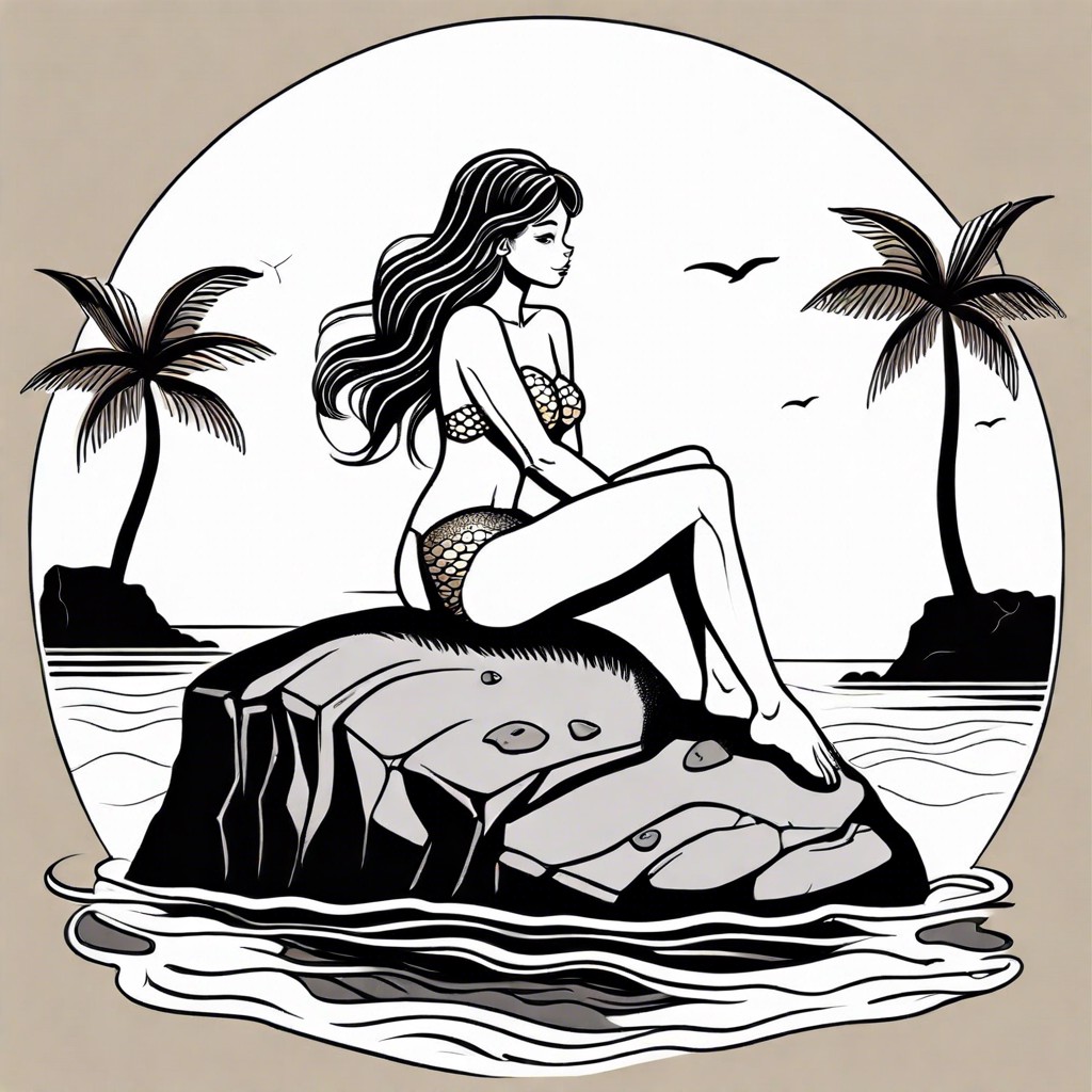 mermaid girl lounging on a rock
