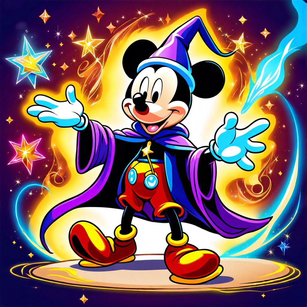 mickey mouse as a wizard casting spells