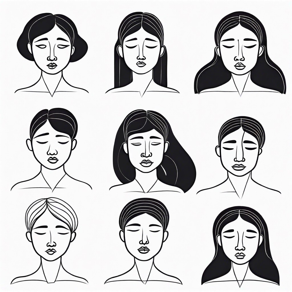 minimalist line art of facial expressions