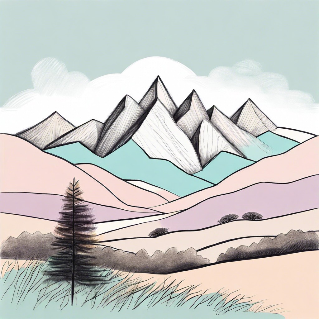 minimalist mountain landscapes with a pastel color palette