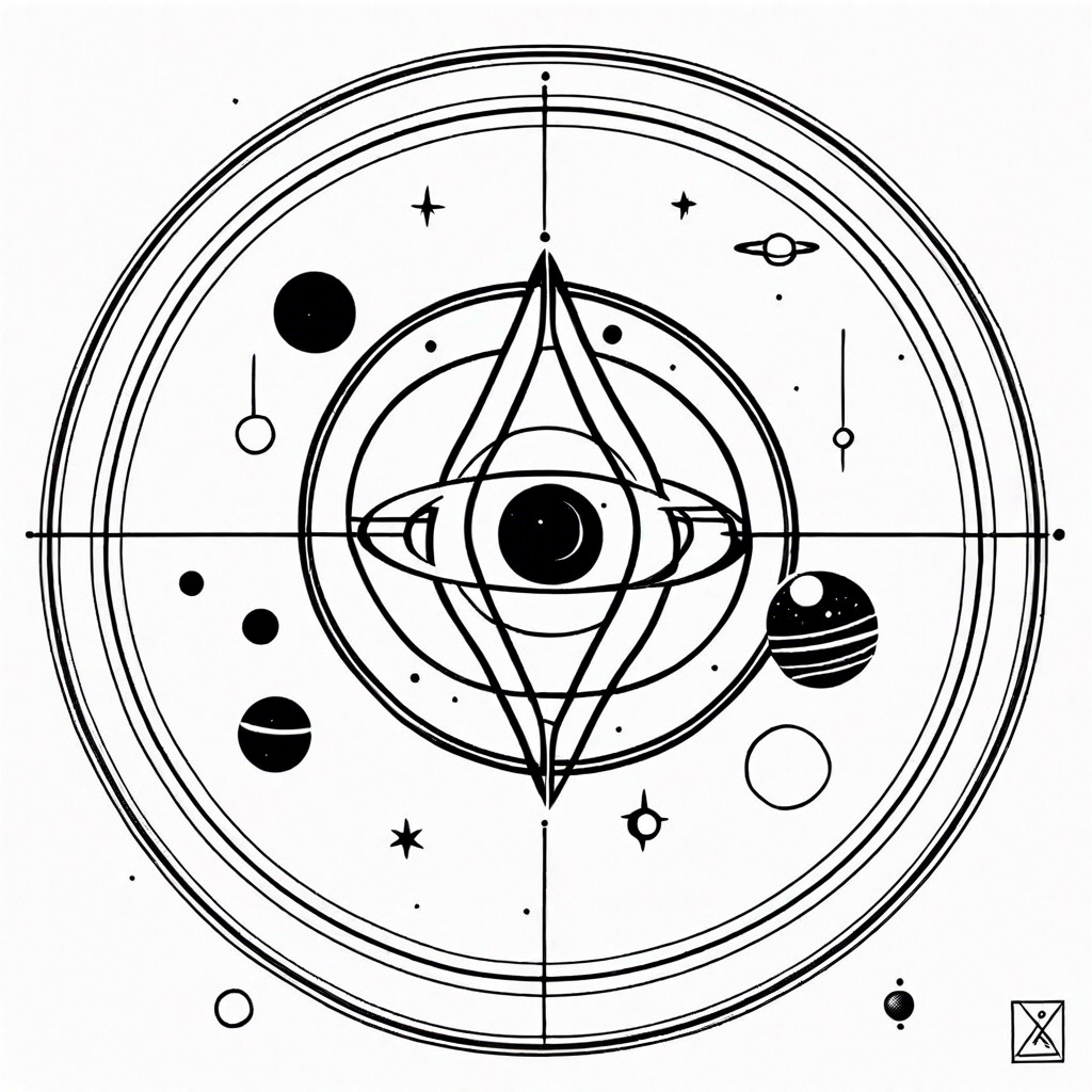 minimalist solar system with planetary symbols