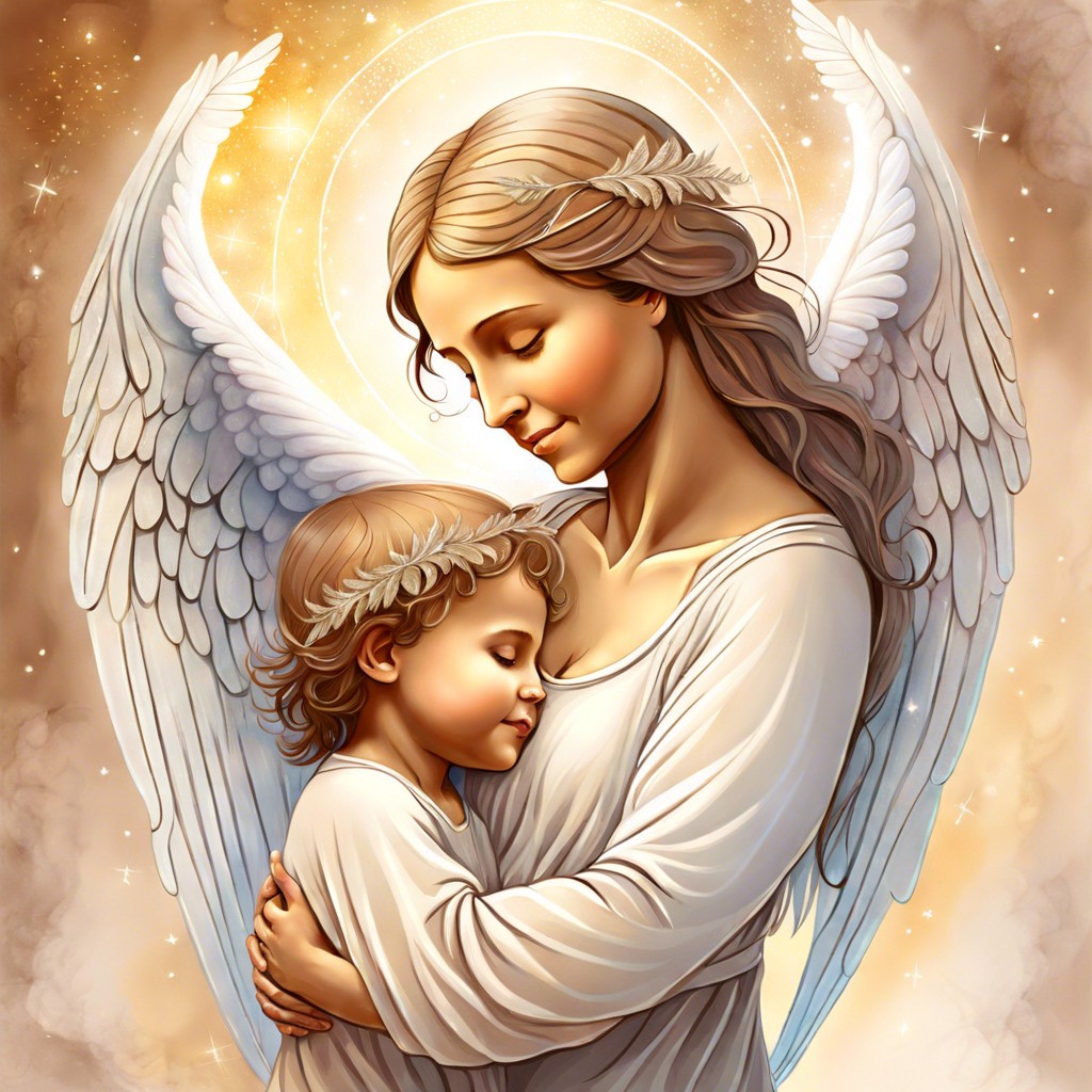 mother as a guardian angel with wings