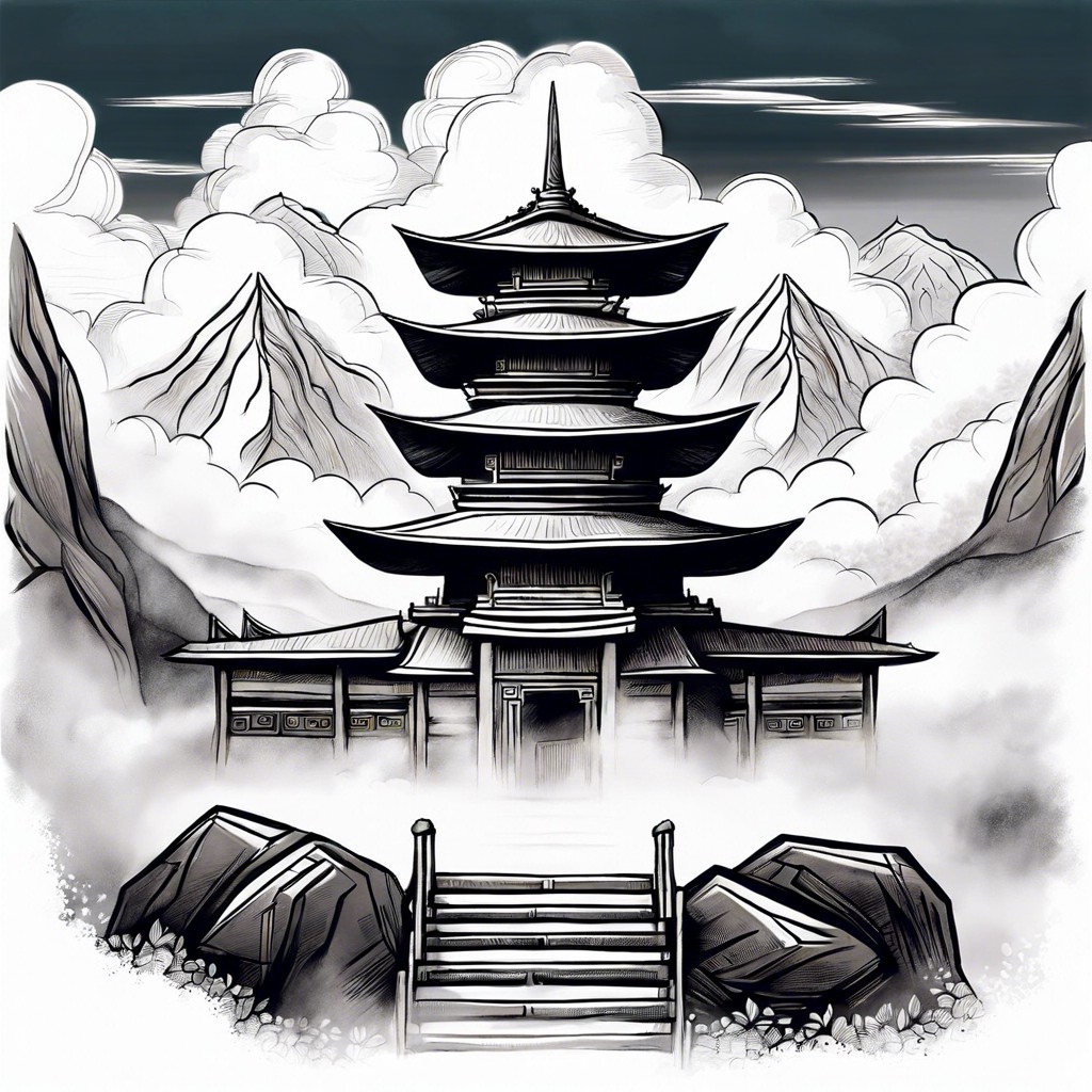 mountain temple in the clouds