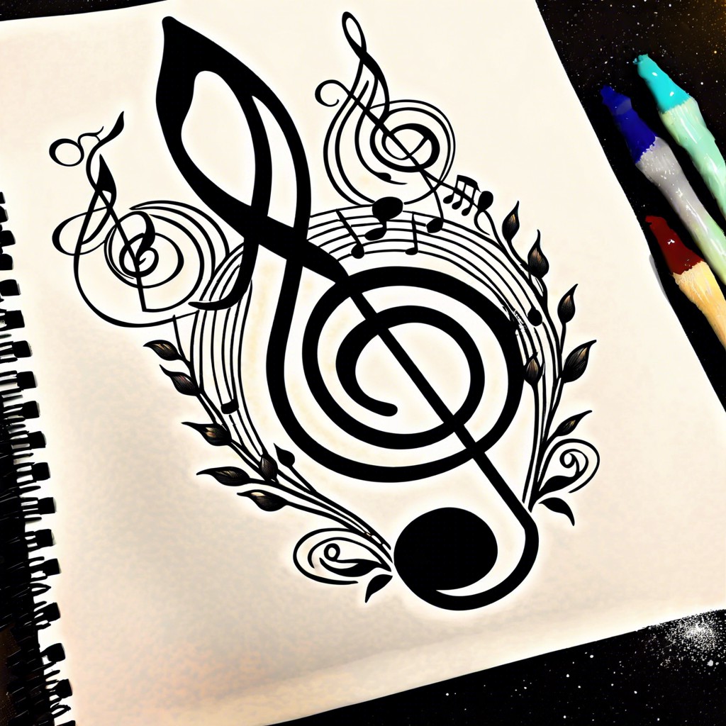 musical notes and clefs