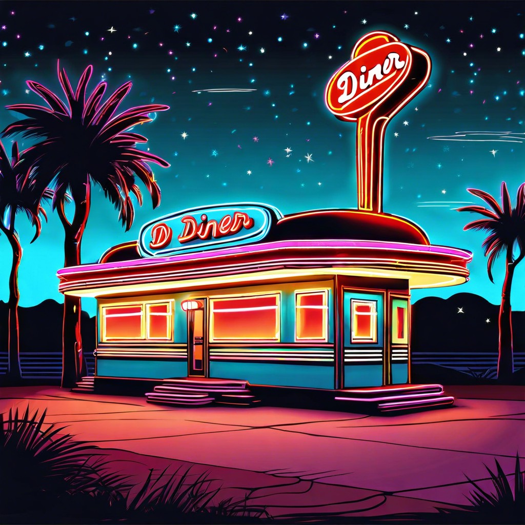 neon lit diner scene