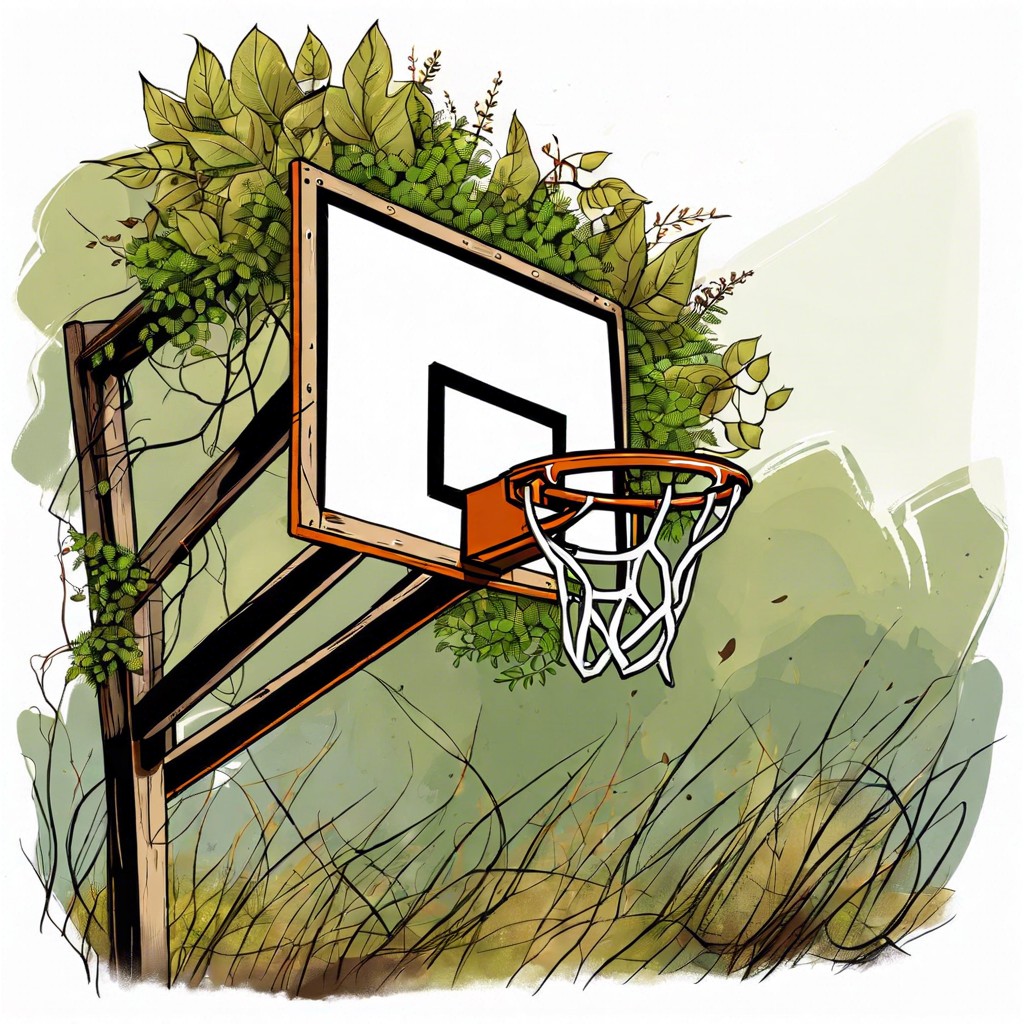 old weathered basketball hoop in a rustic setting