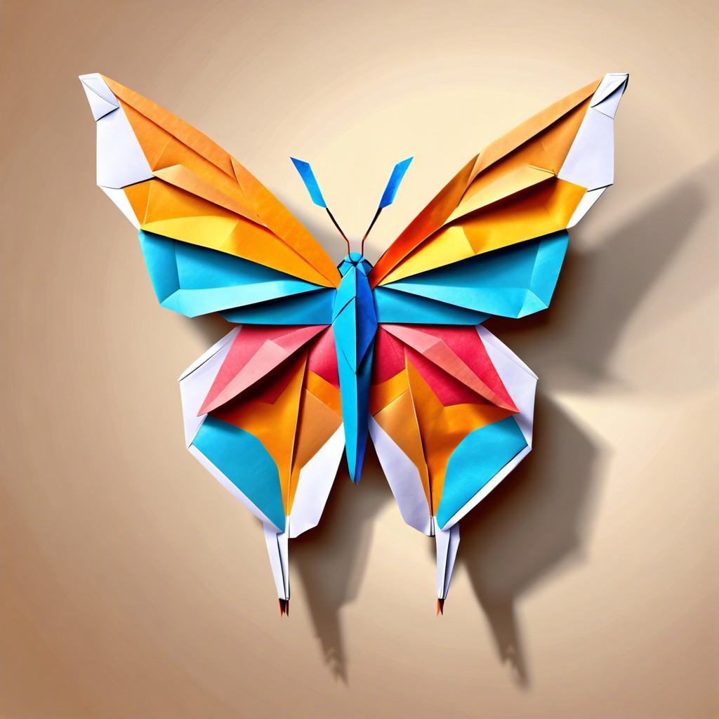 origami style butterfly drawing with folded paper effects