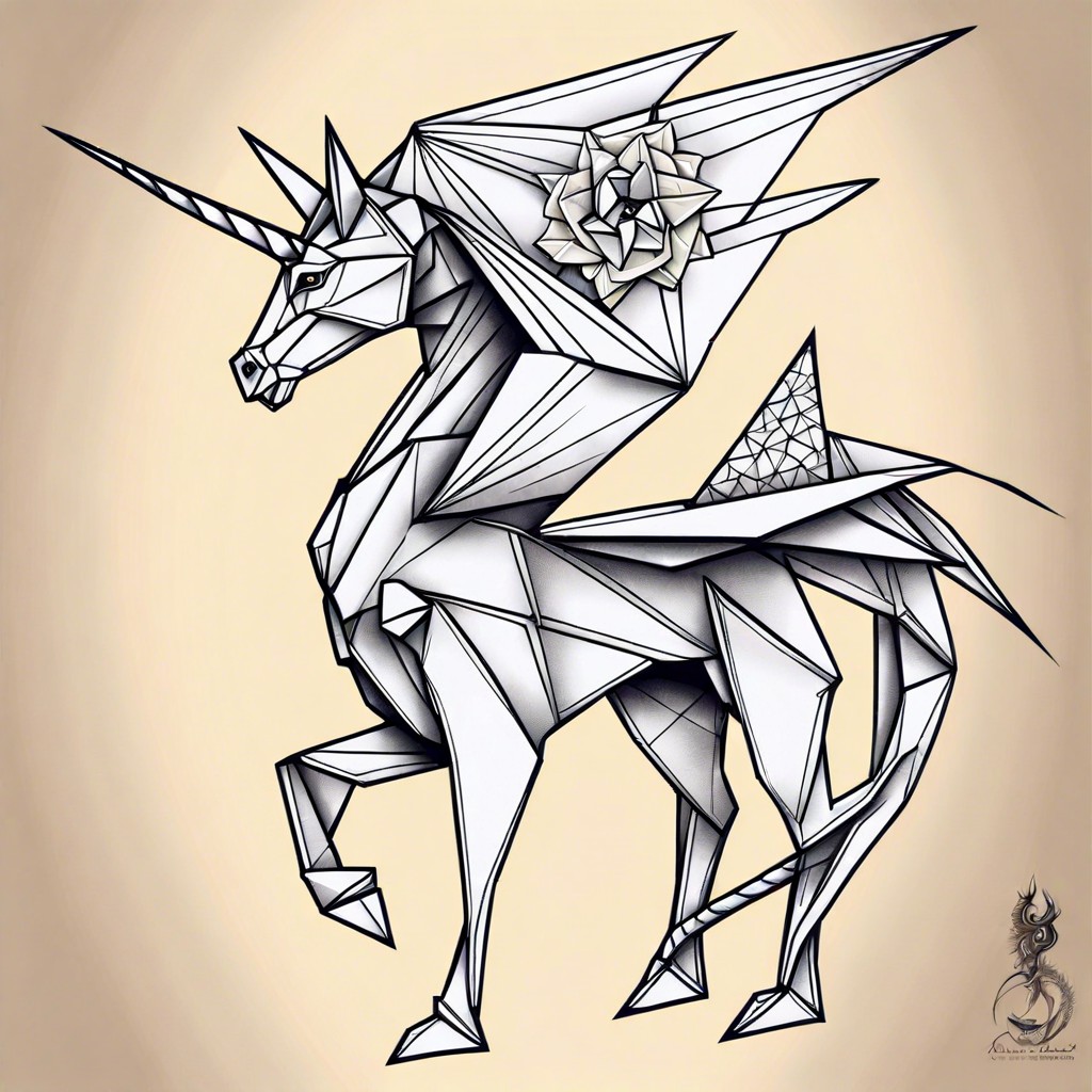 origami style mythical creature e.g. dragon or unicorn
