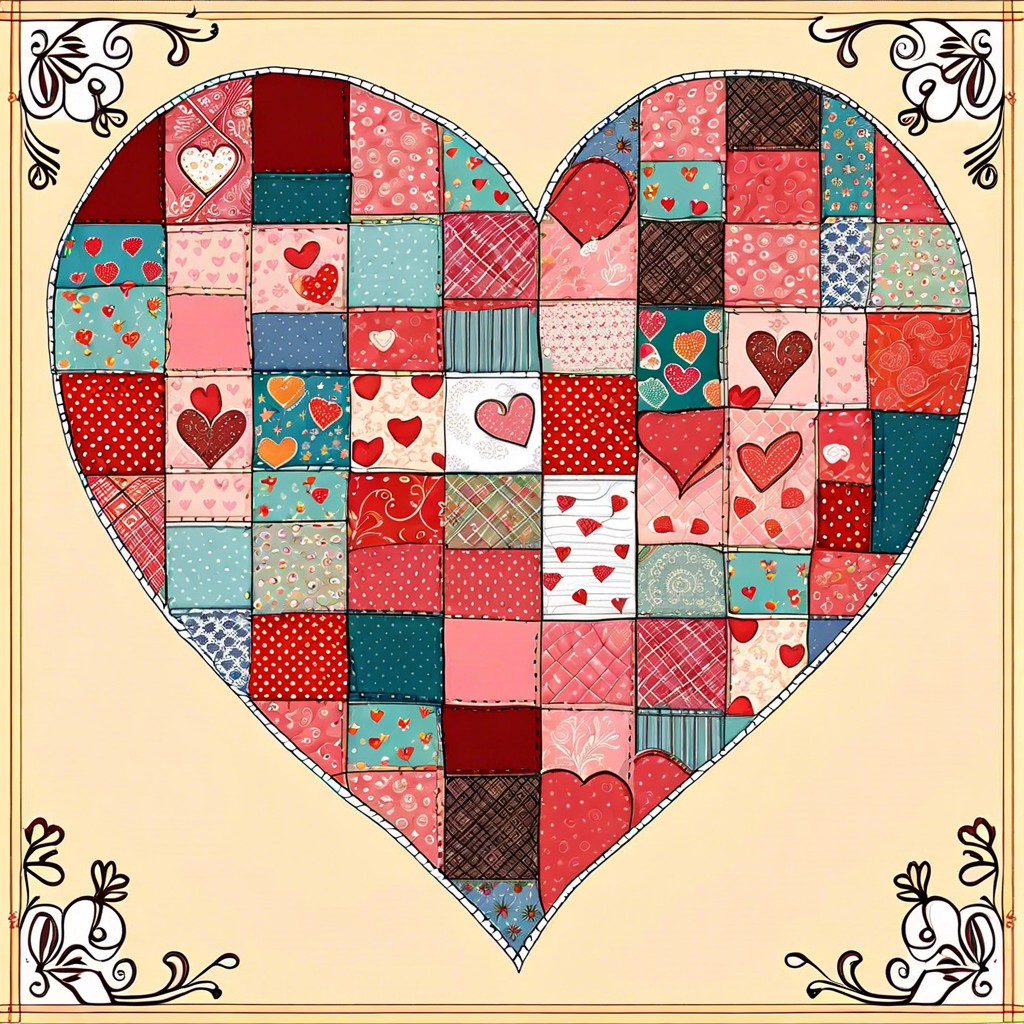 patchwork quilt heart design