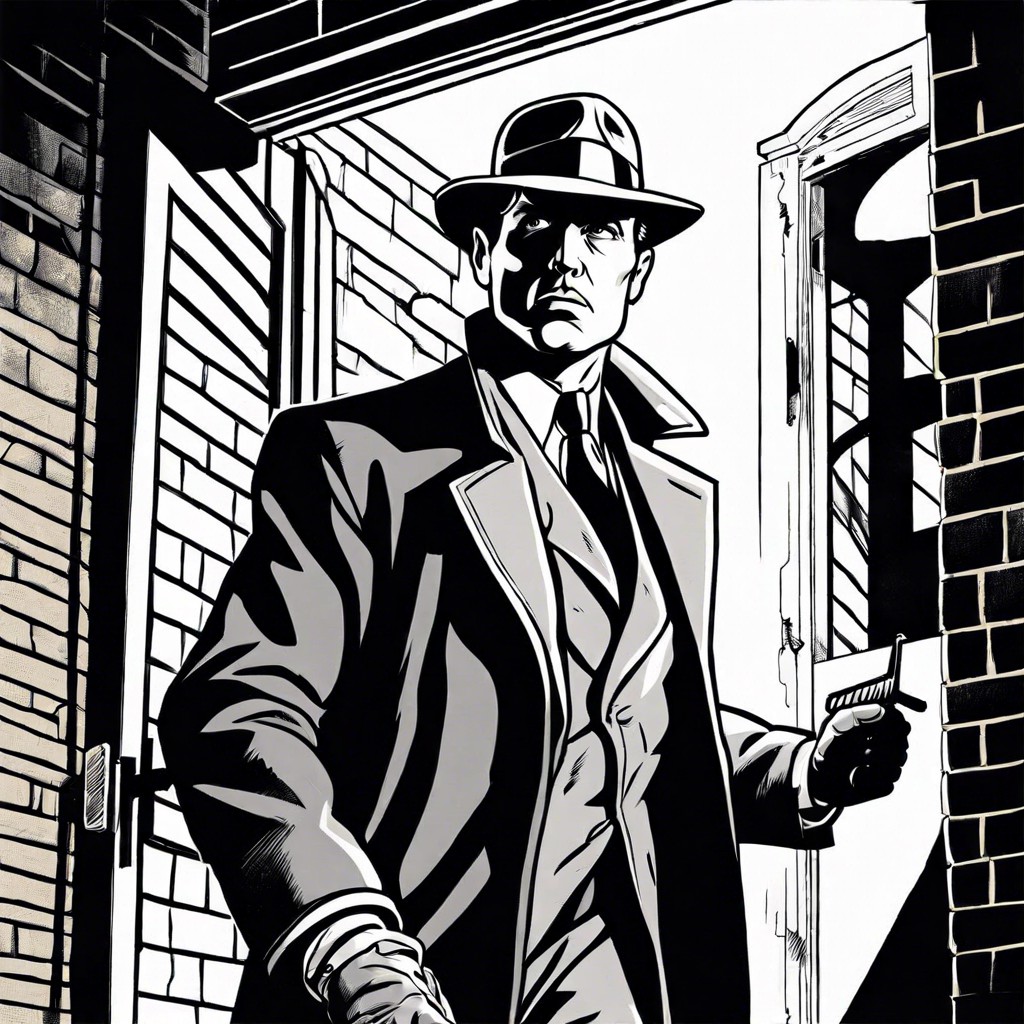 phantom detective who can shift through walls vintage noir style