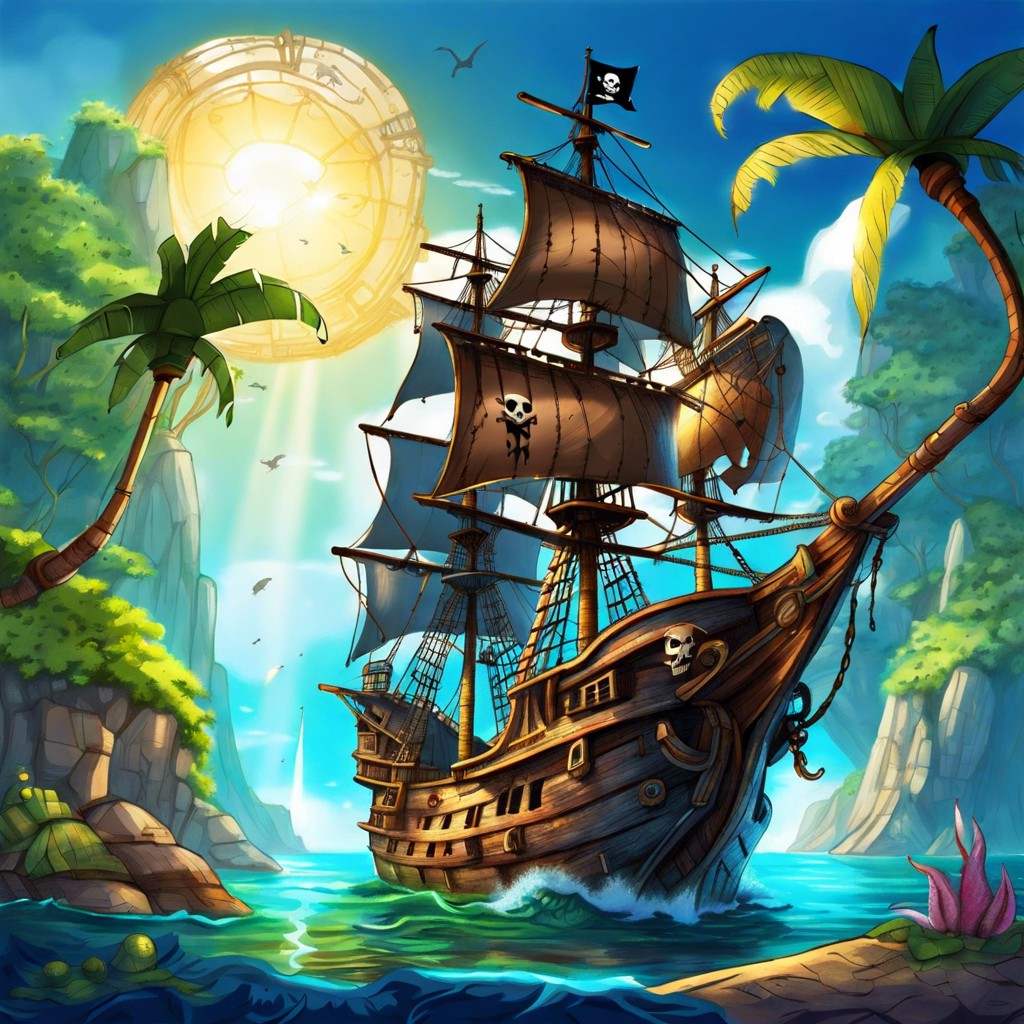 pirate ship in search of hidden islands