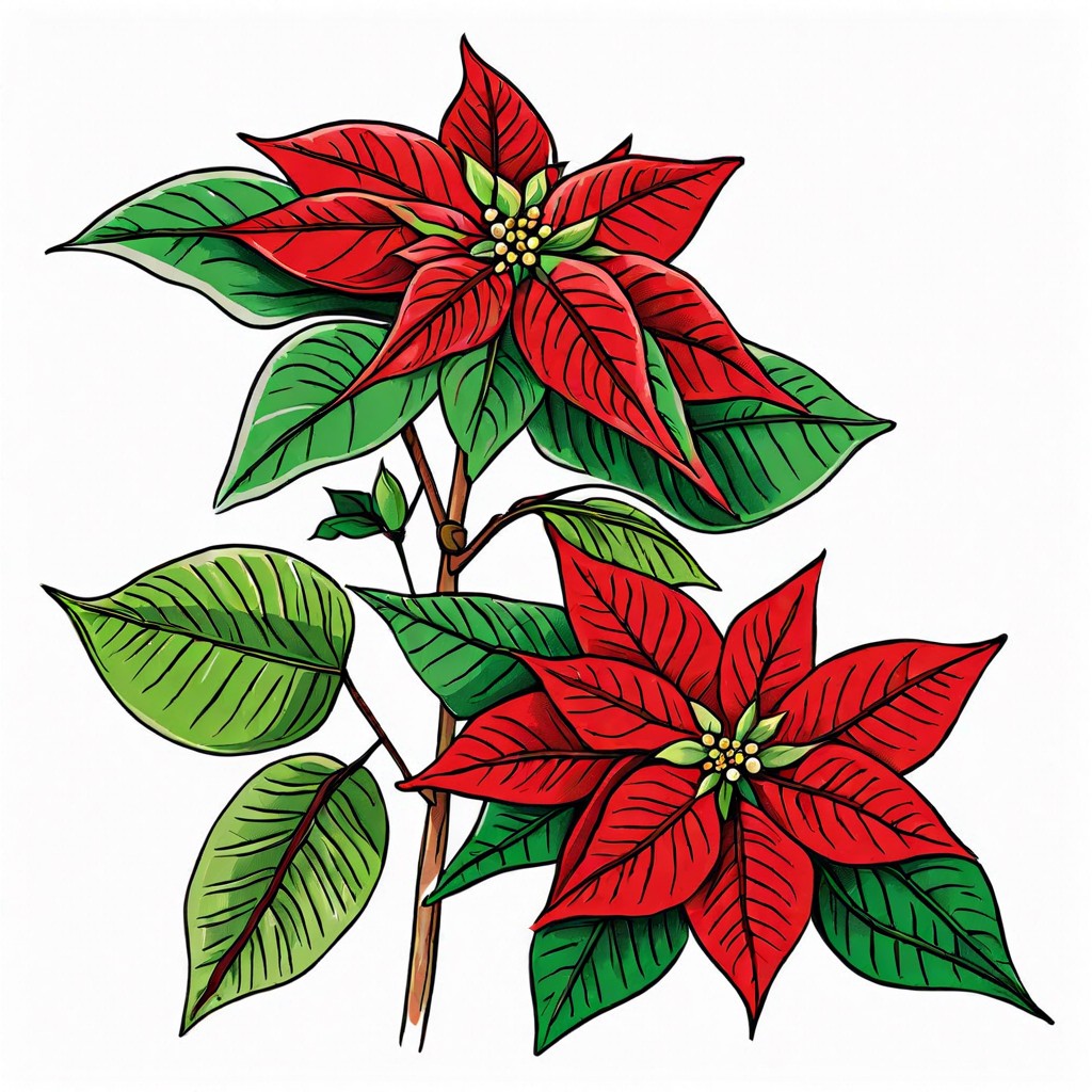 poinsettia plant with red and green leaves