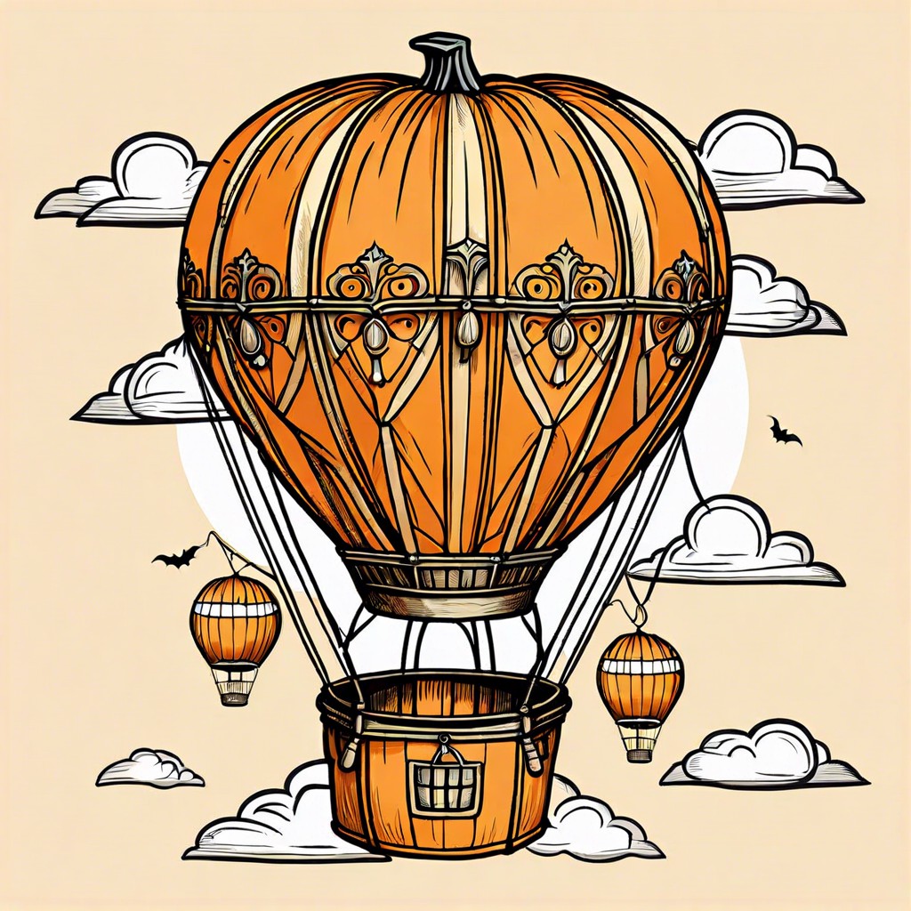 pumpkin turned into a vintage hot air balloon