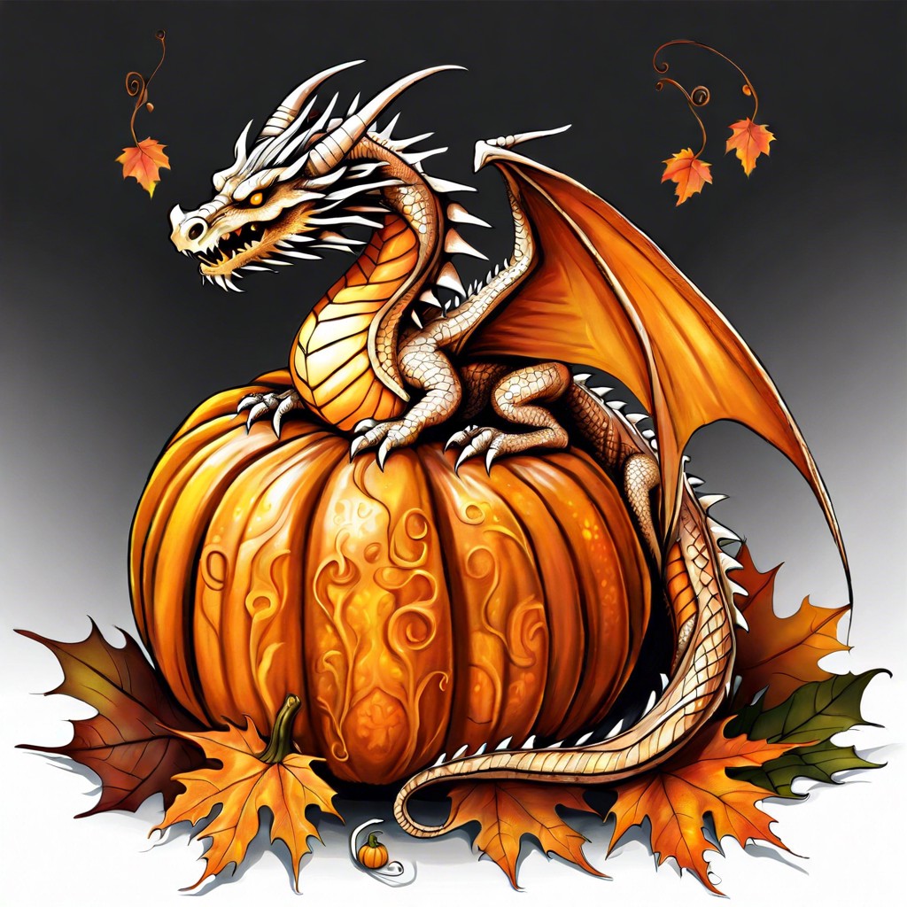 pumpkin with a dragon wrapped around it