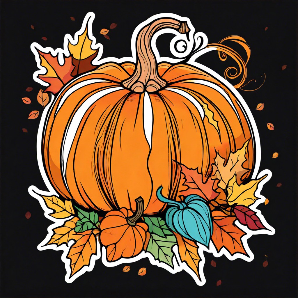 pumpkin with an autumn leaves motif