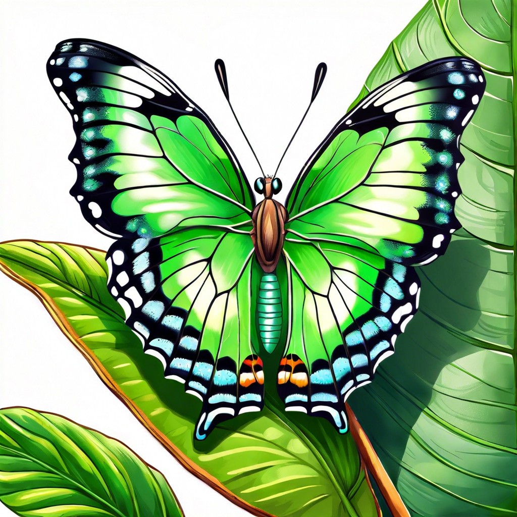 realistic butterfly perched on a leaf