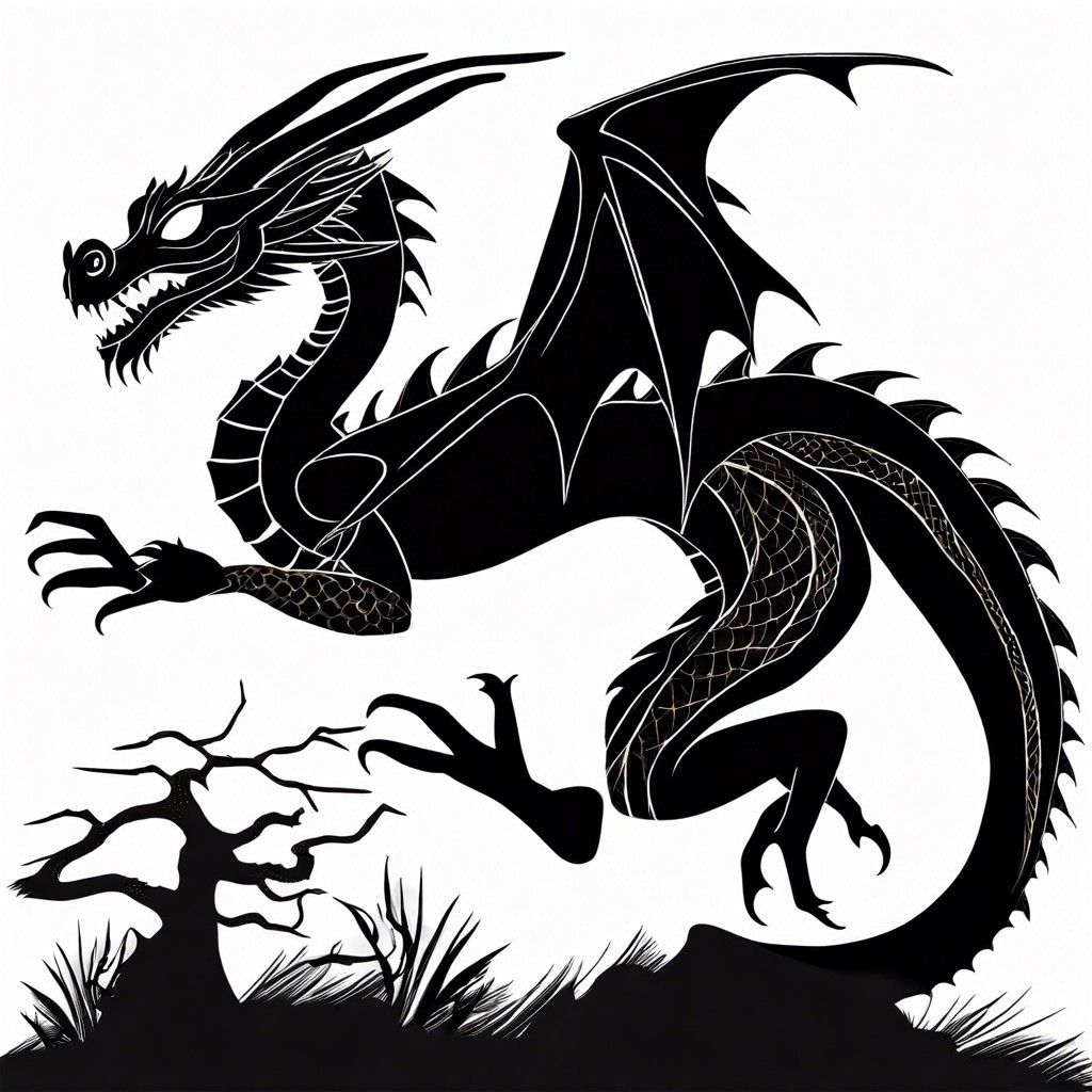 shadow puppet dragons crafted from black cardstock