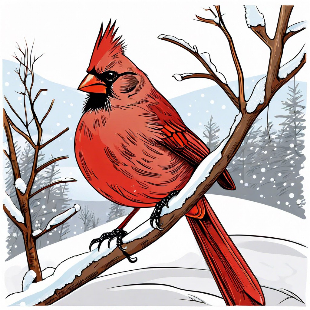 simple cardinal on a snowy branch