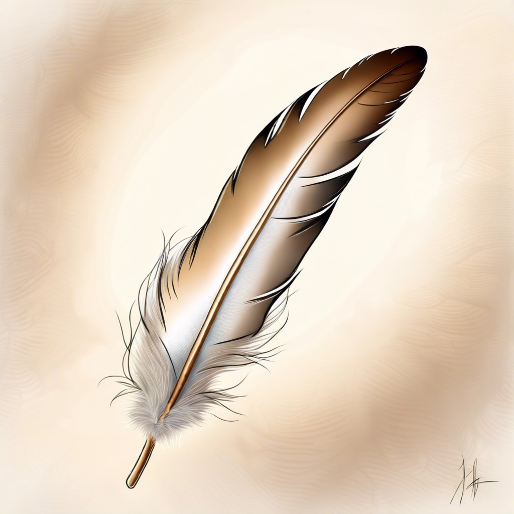 single feather drifting downwards