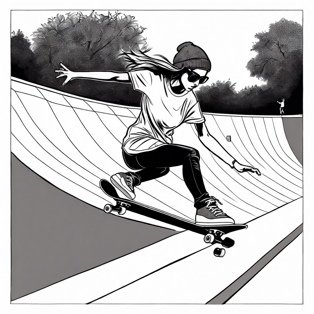 skateboarder girl performing a trick in a skate park