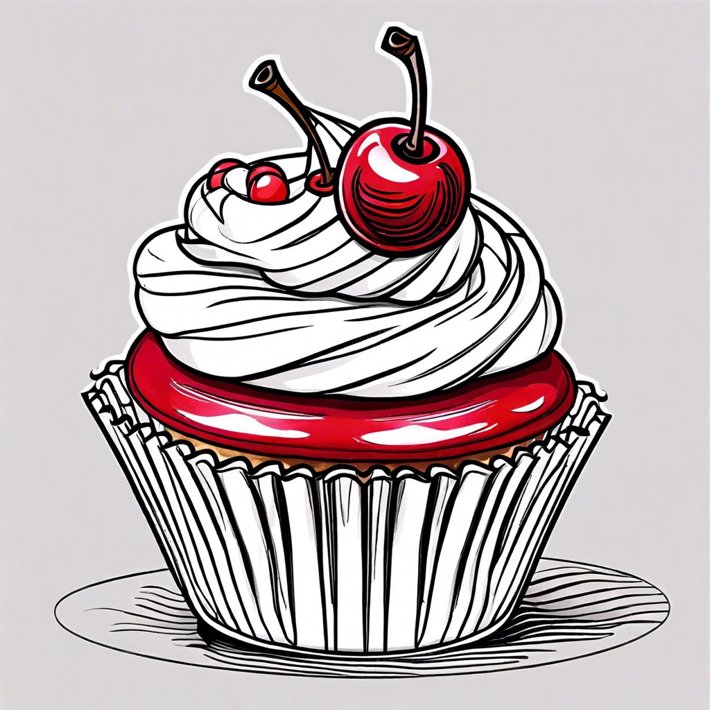 sketch a cupcake with a cherry on top