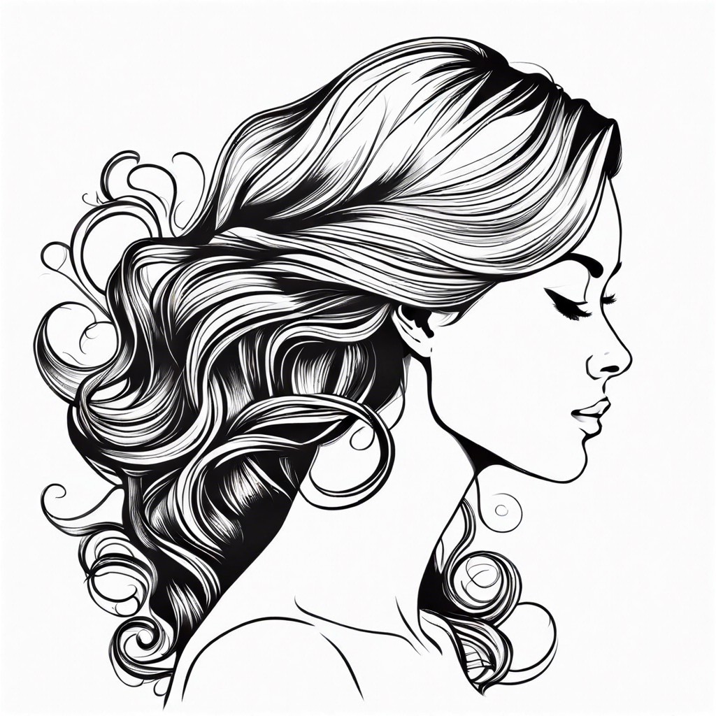 sketch a silhouette with a detailed hair outline