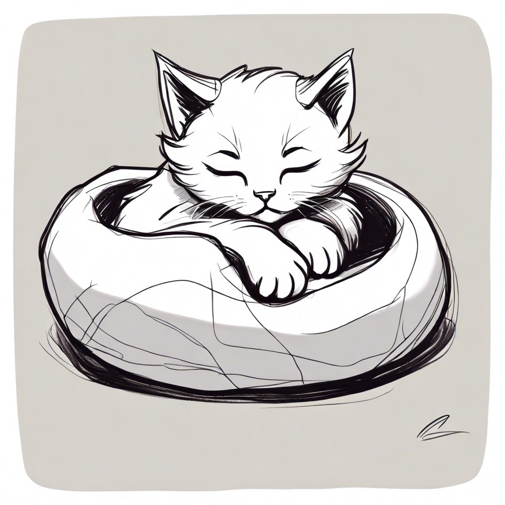 small sleepy cat curled up