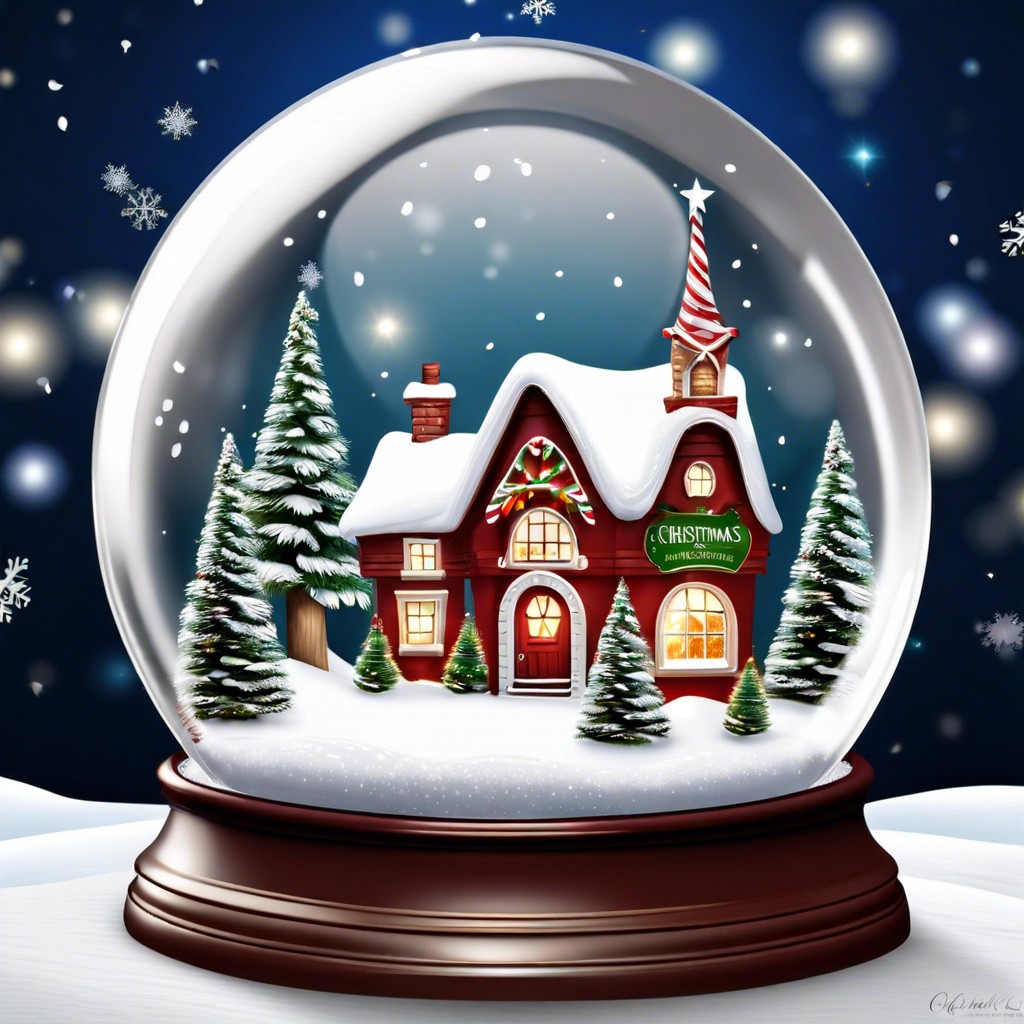 snow globe with a christmas village inside