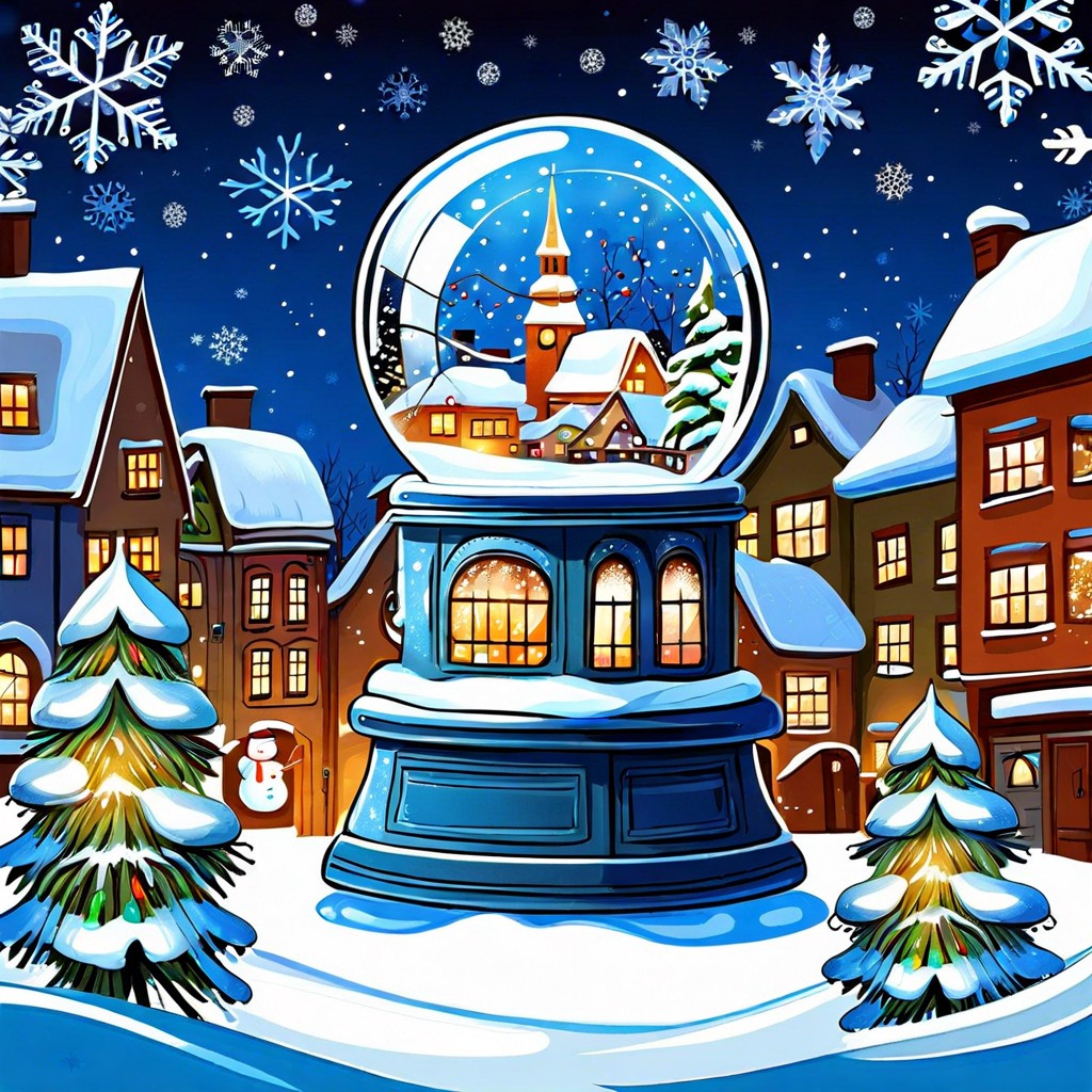 snow globe with a snowy village scene