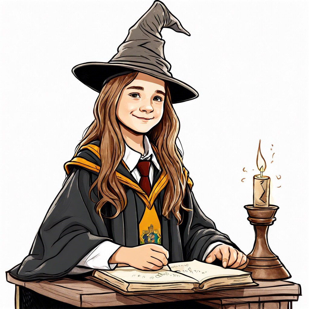 sorting hat on a students head