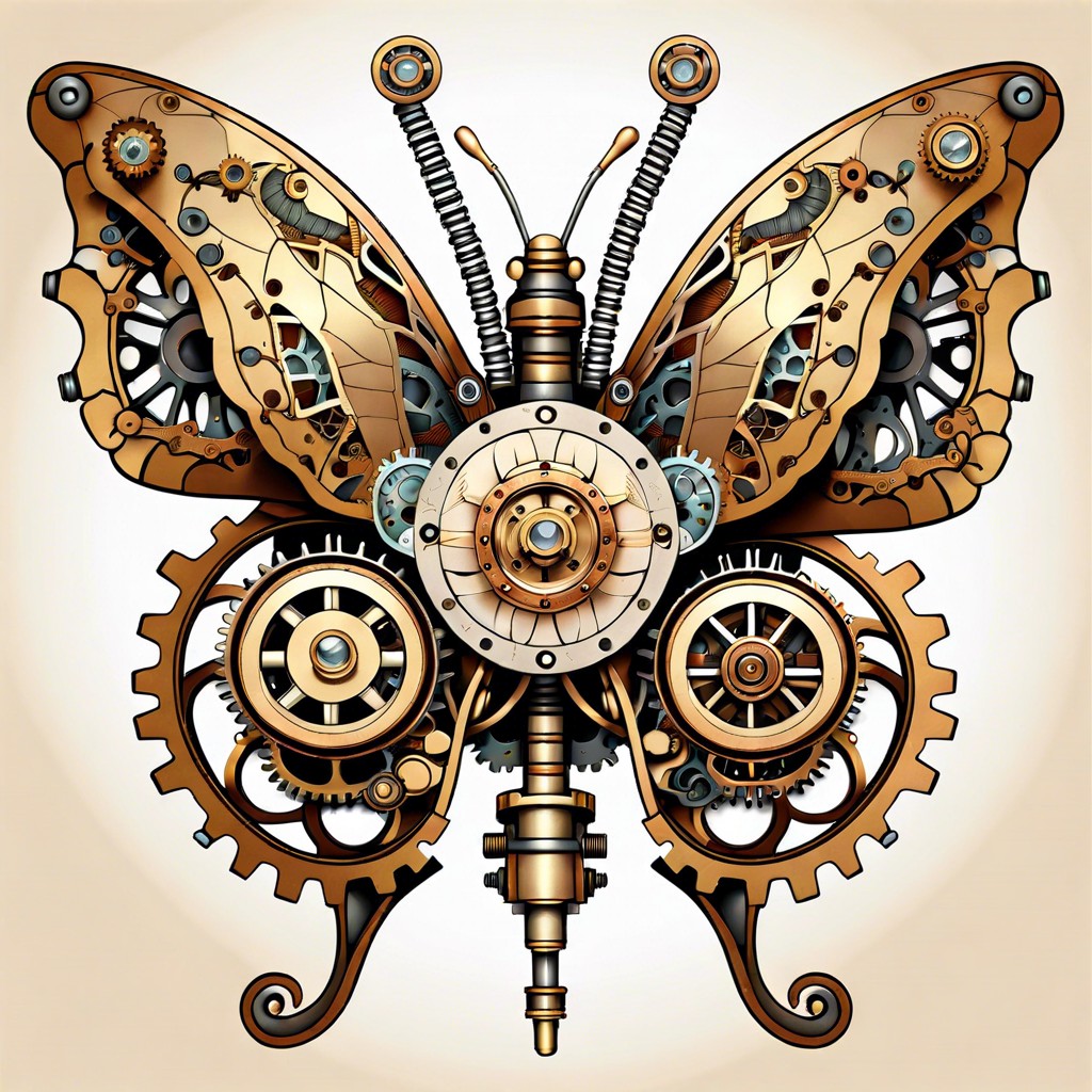 steampunk butterfly with mechanical elements