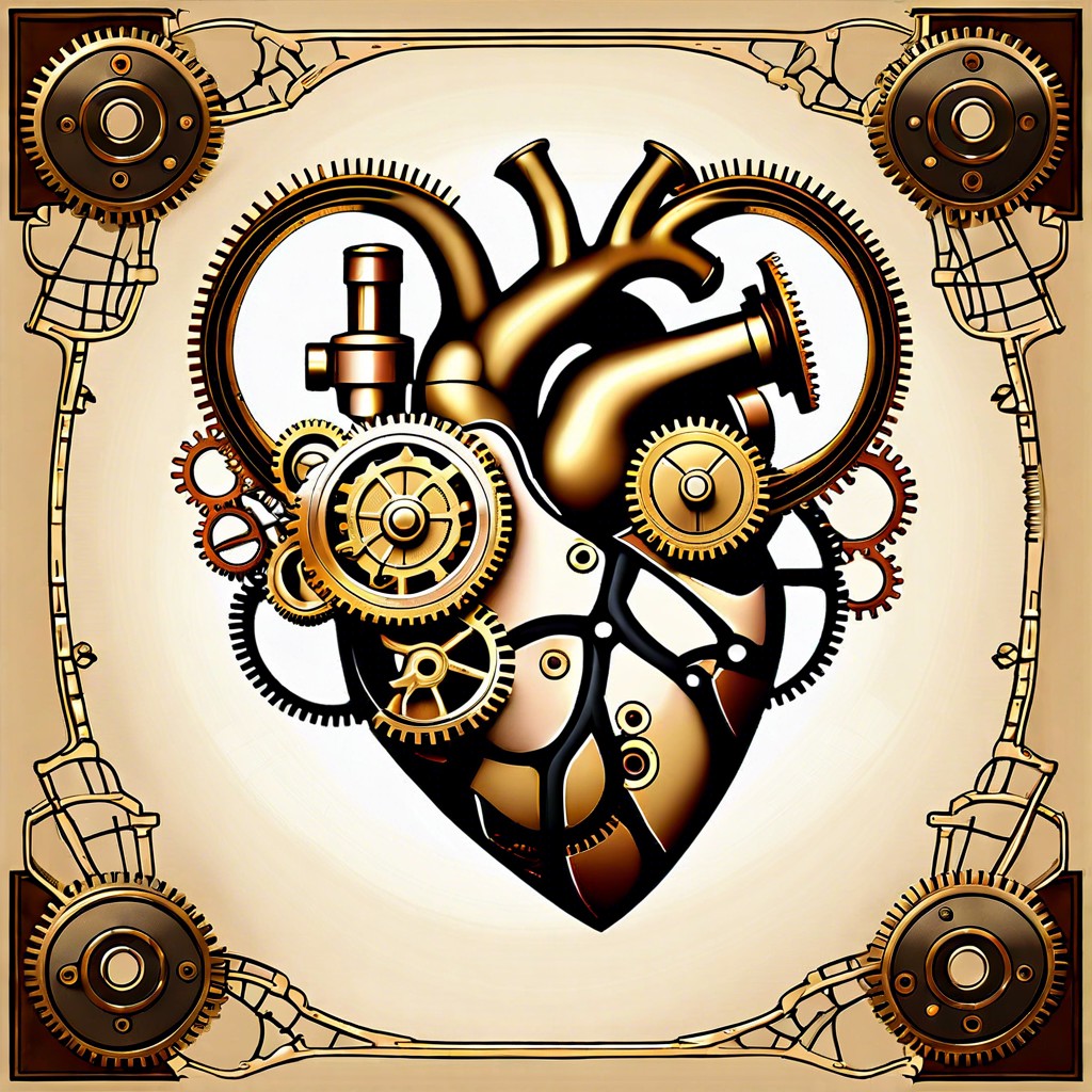 steampunk heart with gears and valves