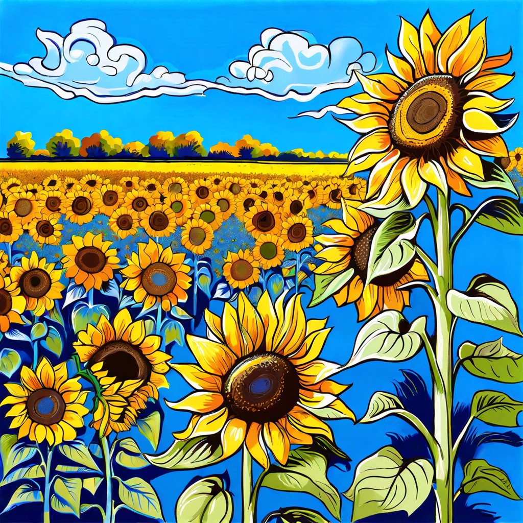 sunflower field with a clear blue sky