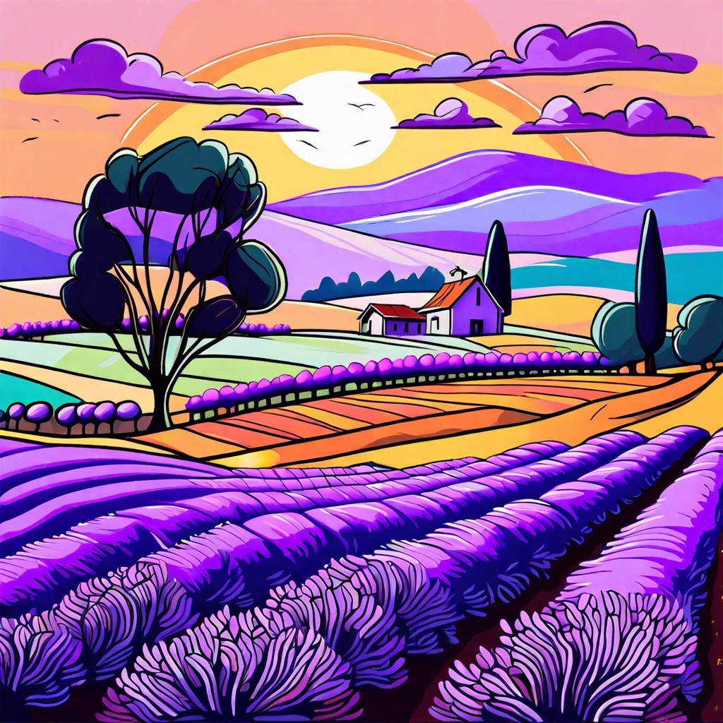 sunrise over a lavender farm