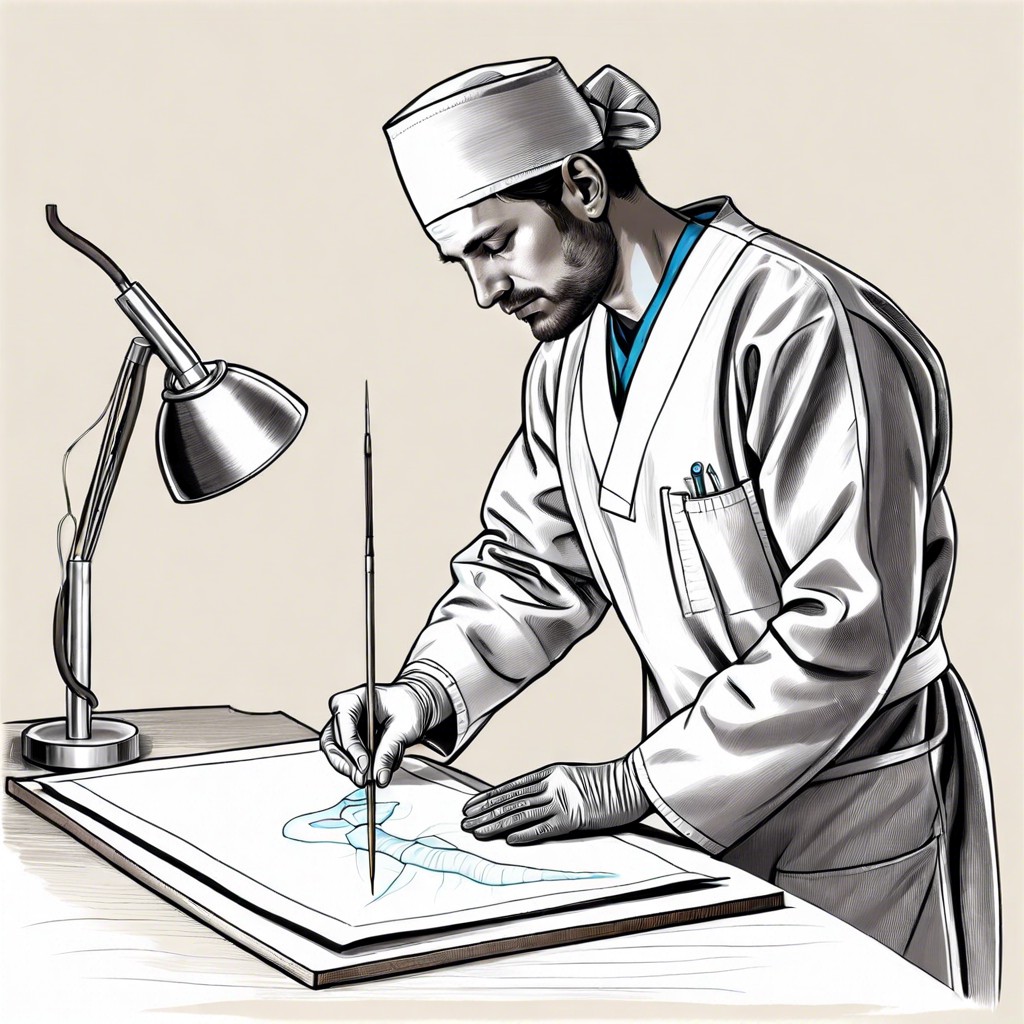 surgeon sketching human anatomy