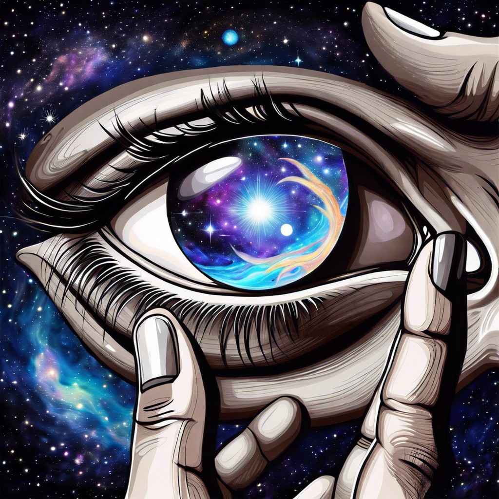 surreal eye with a galaxy inside