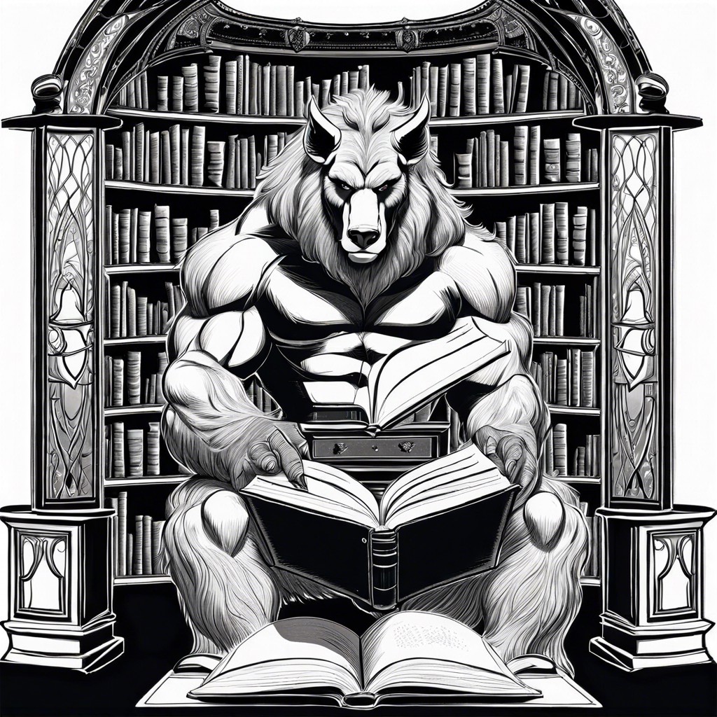 the beast in his library from beauty and the beast