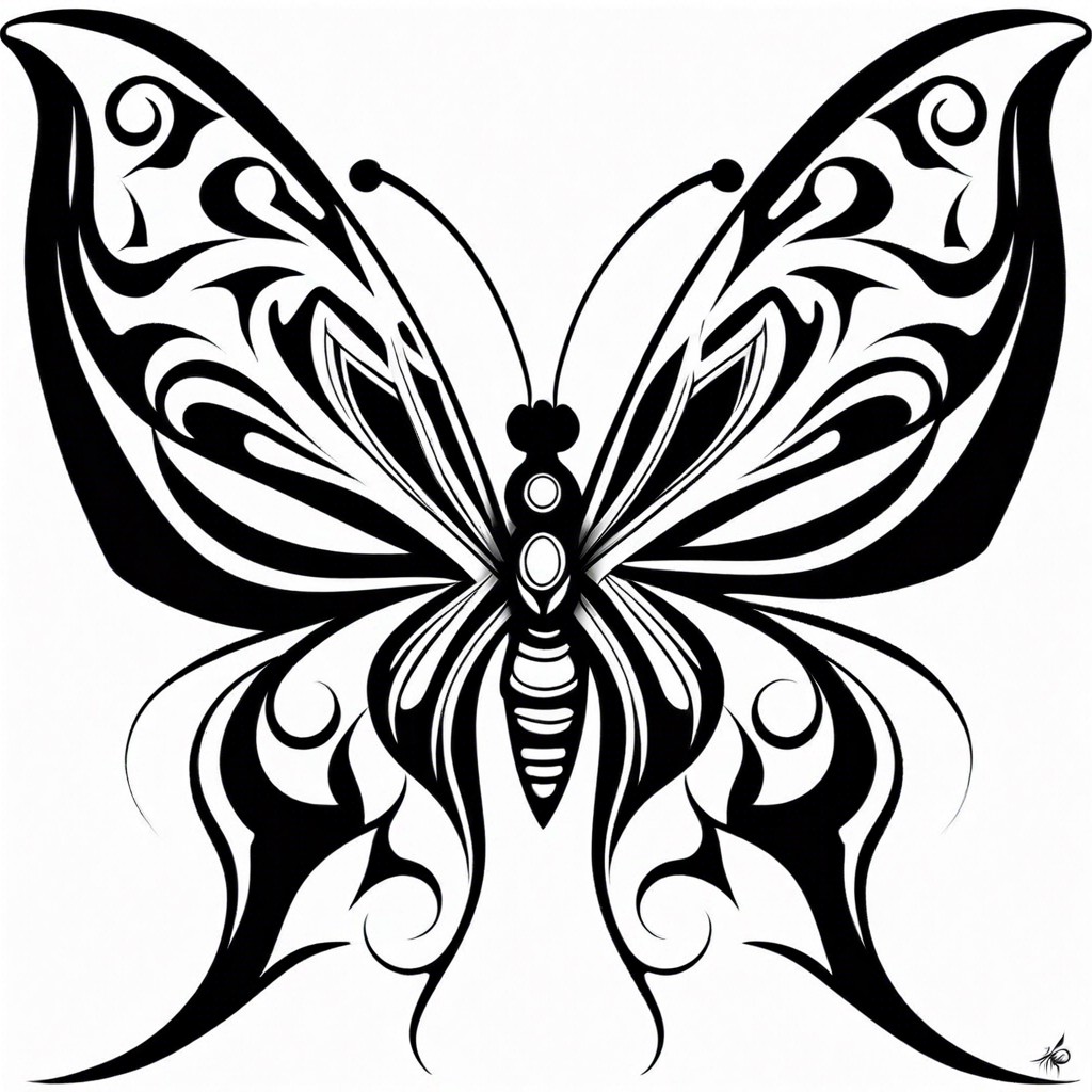 tribal inspired butterfly tattoo sketch