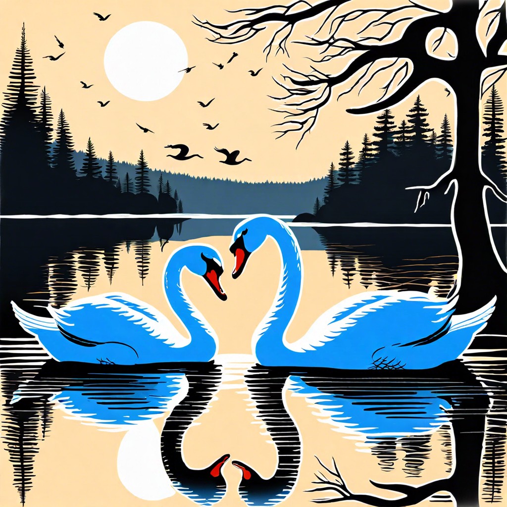 two swans forming a heart shape with their necks