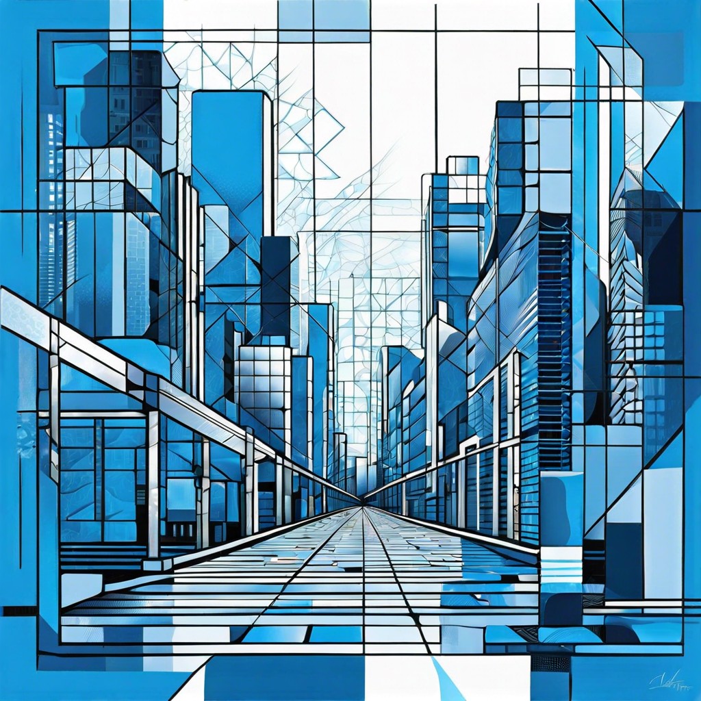 urban grid overlapping cityscape blueprints