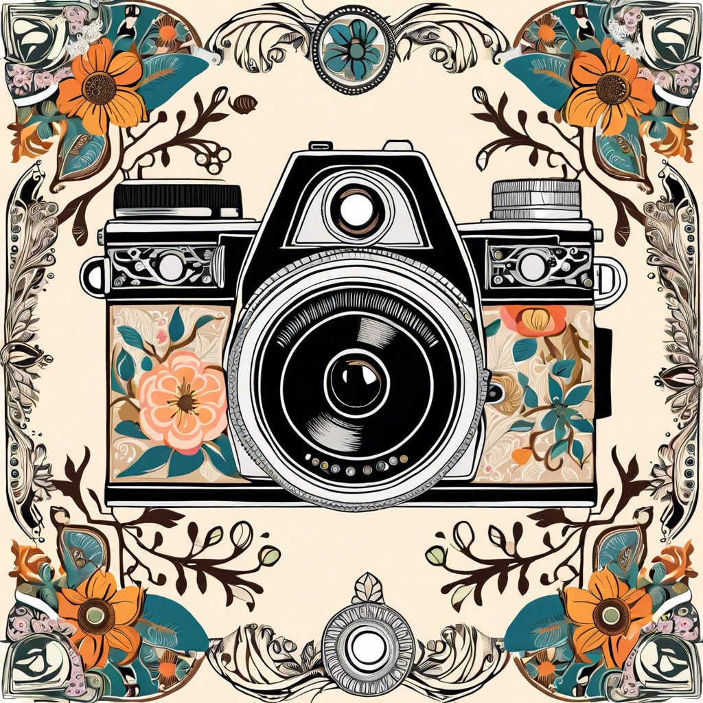 vintage camera with floral details