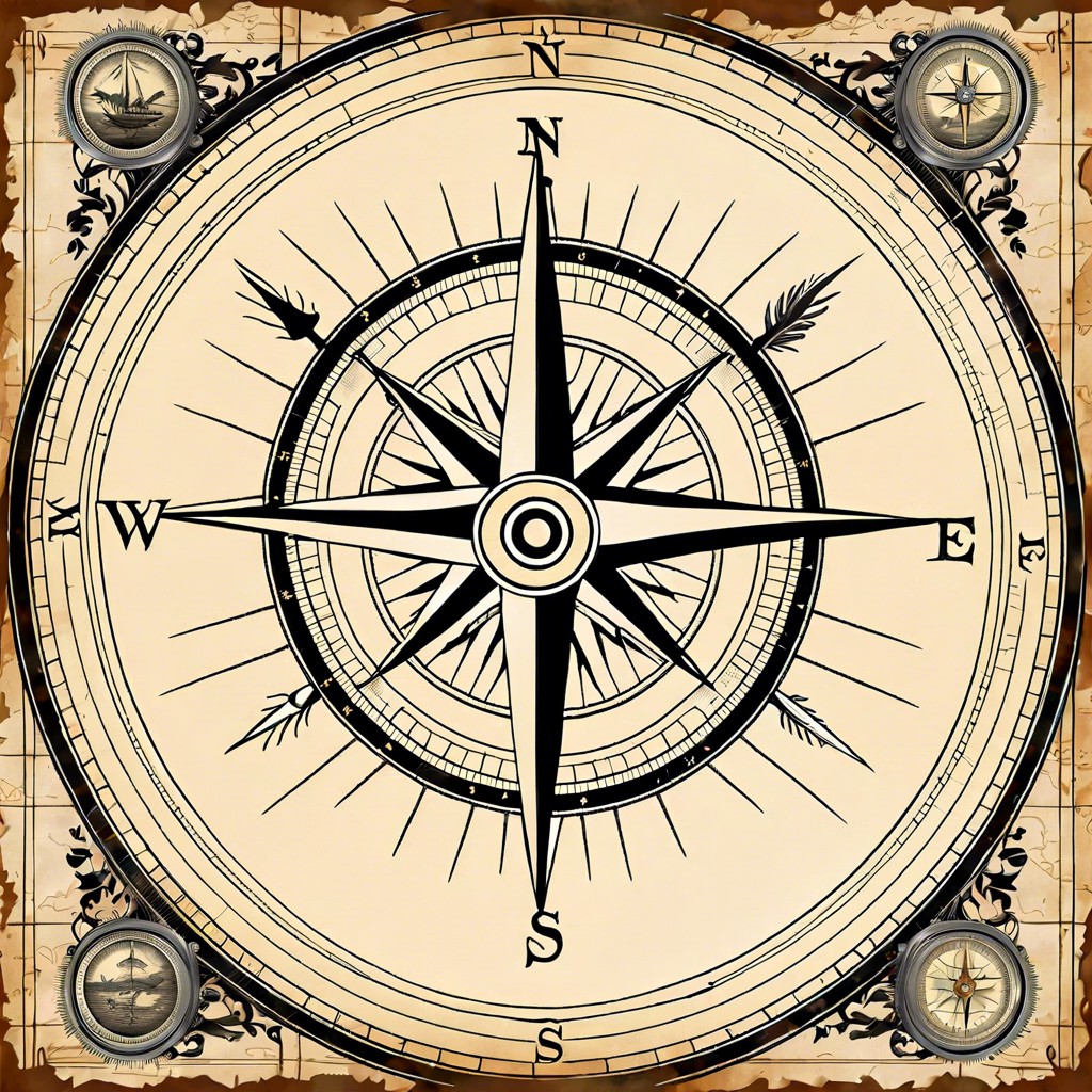 vintage compass with a world map background