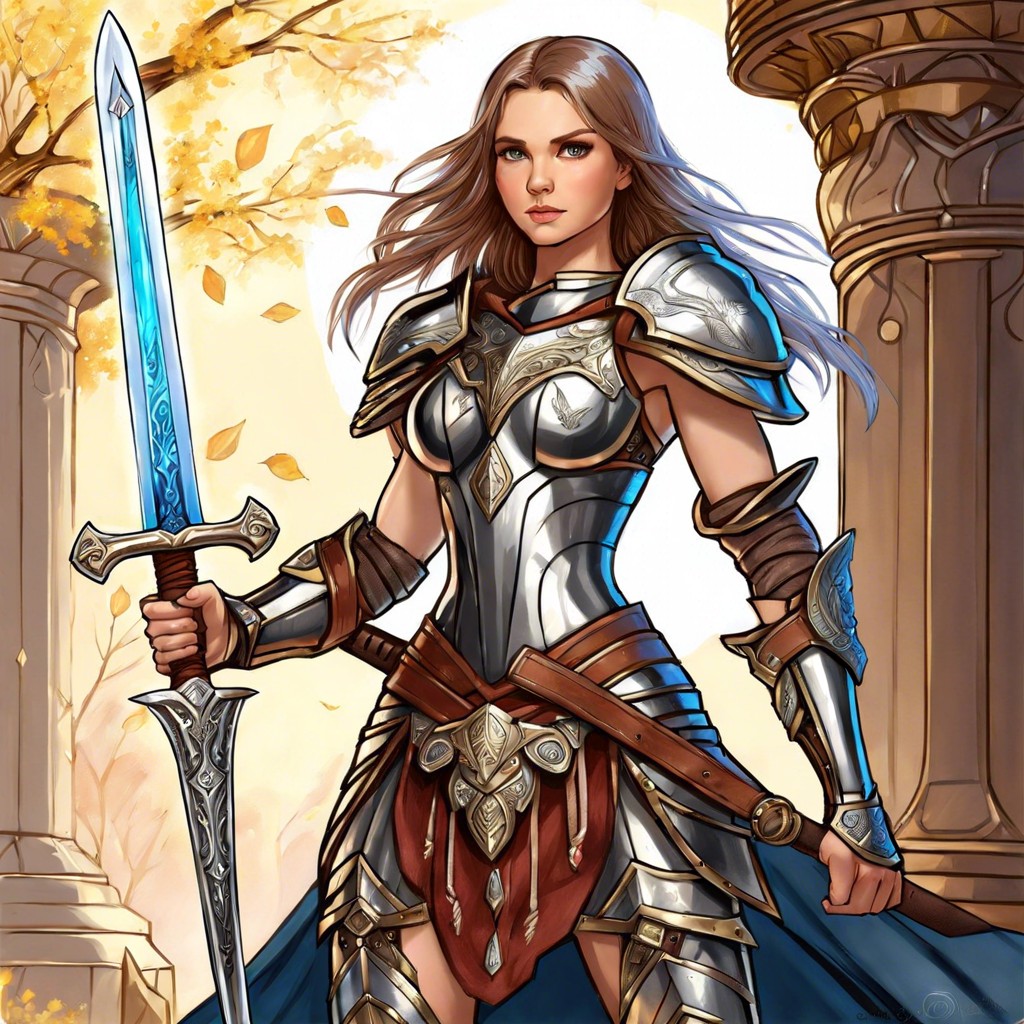 warrior girl in armor with a mythical sword