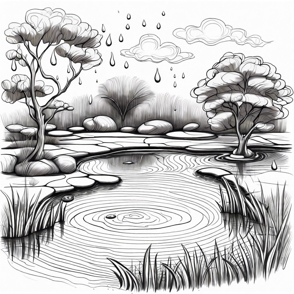 water sketch rippling water droplets or rain scenes