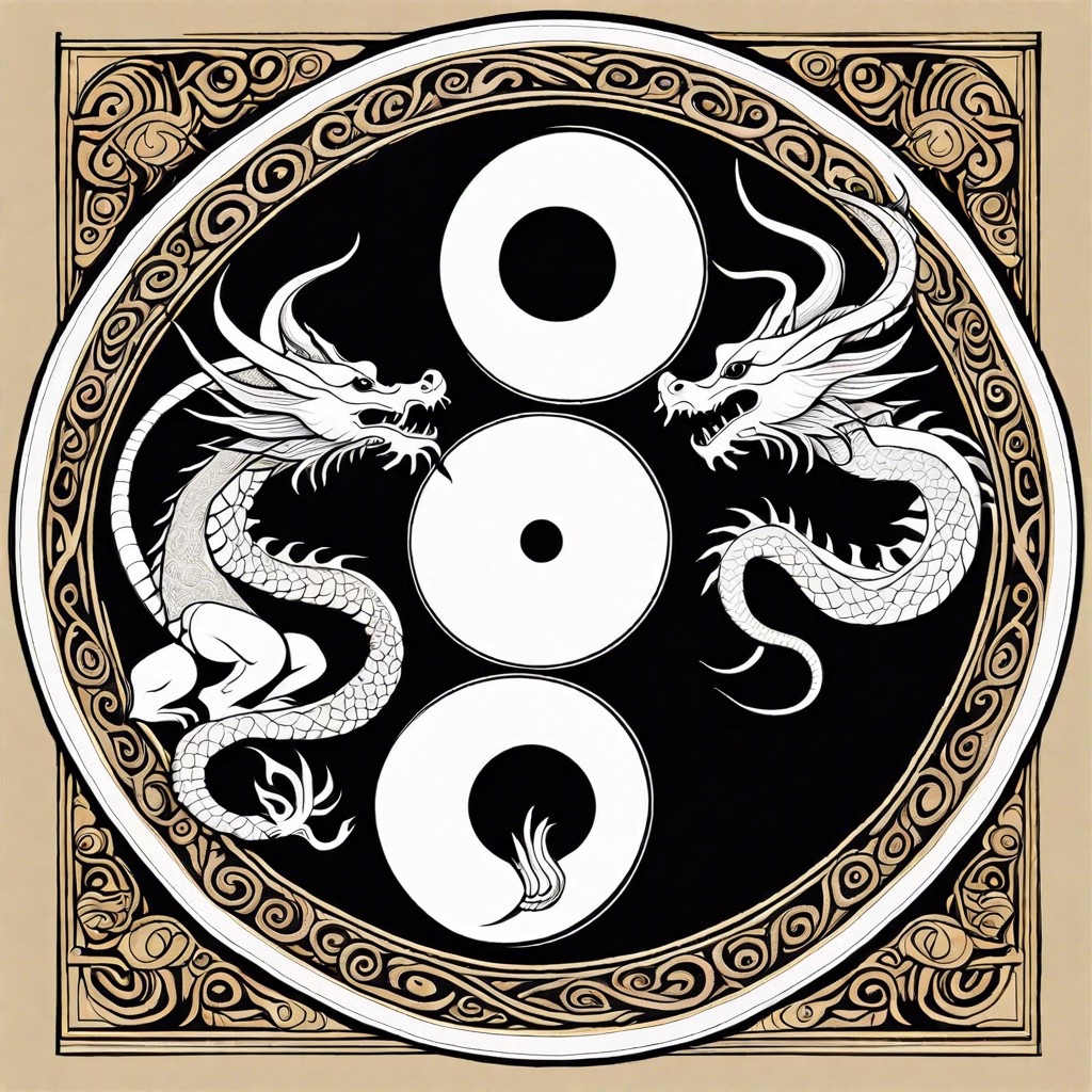 yin yang dragons intertwined symbolizing balance