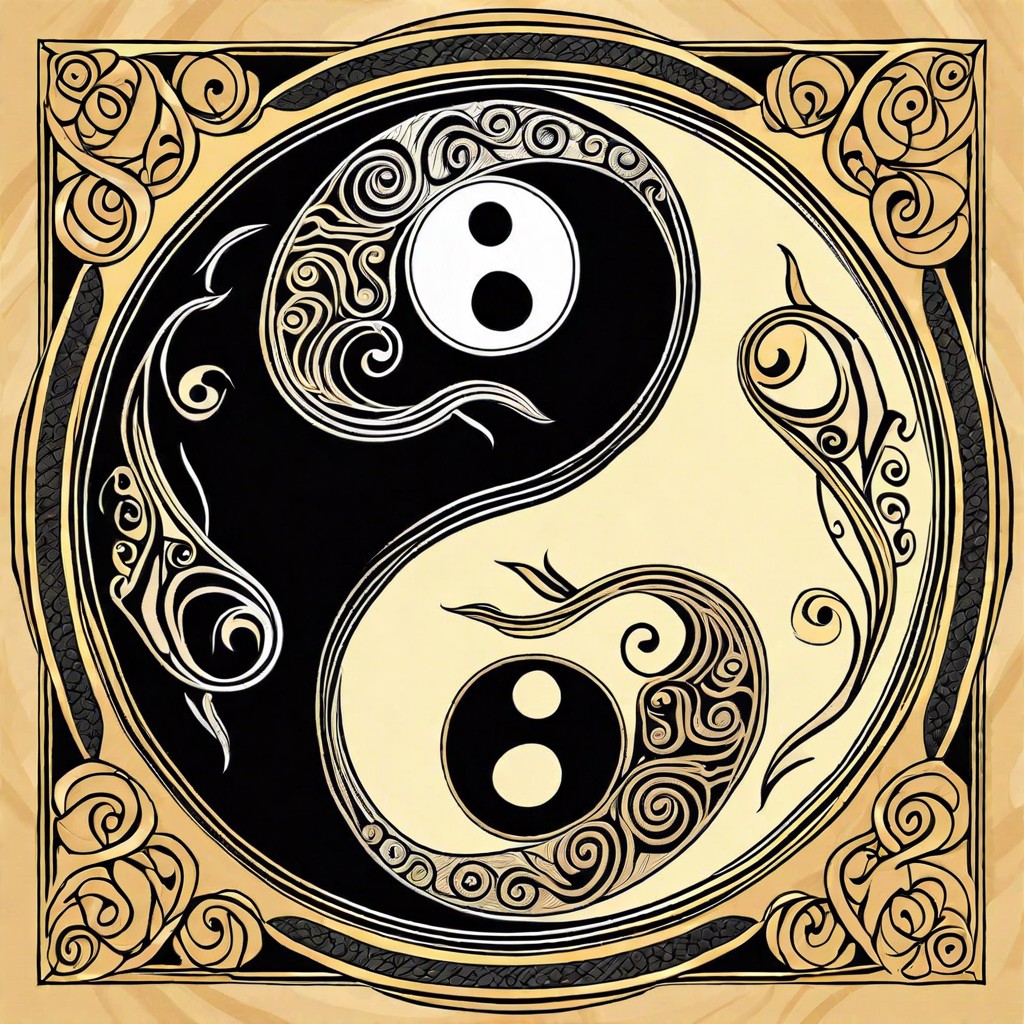 yin yang with textured swirls