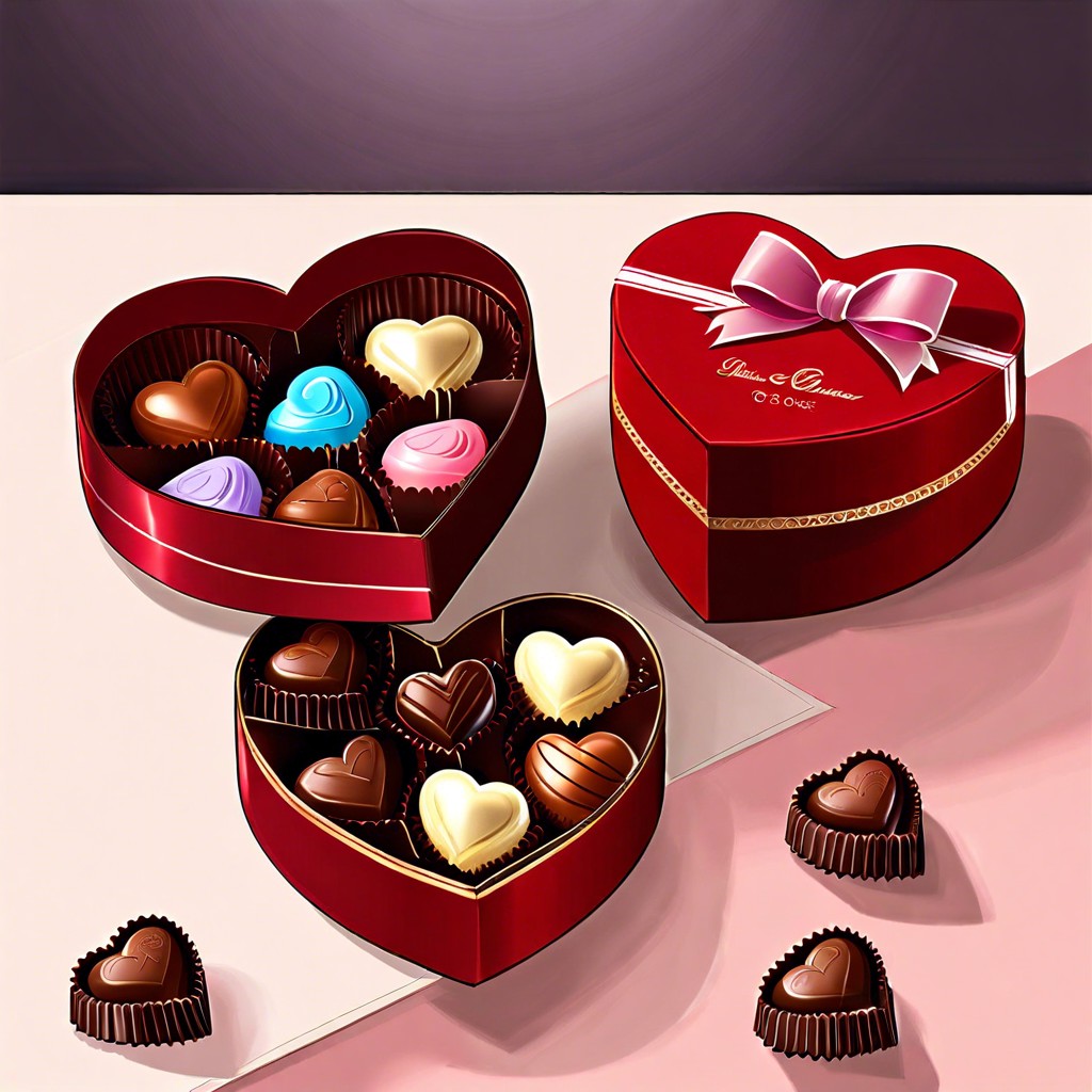 a box of heart shaped chocolates