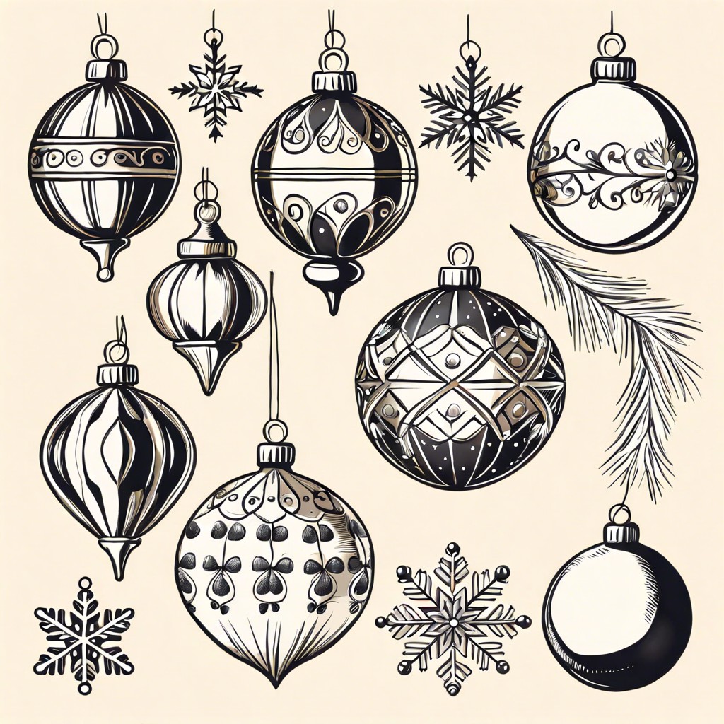 a collection of vintage christmas ornaments