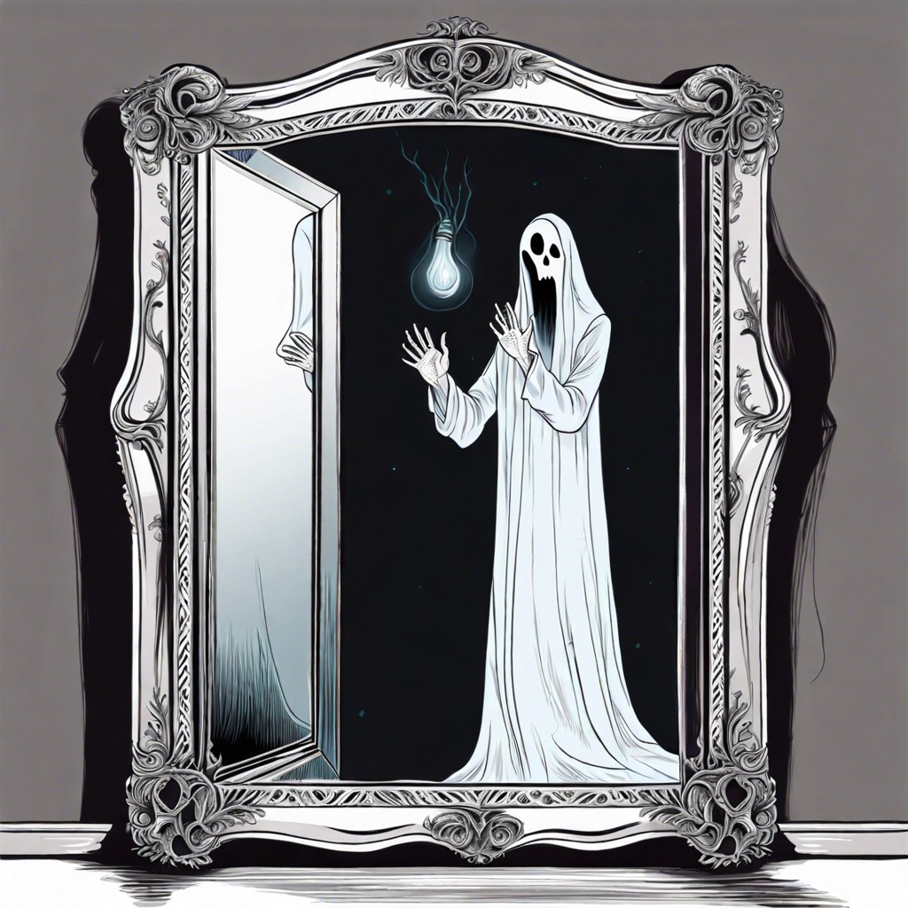 a ghostly apparition in a mirror